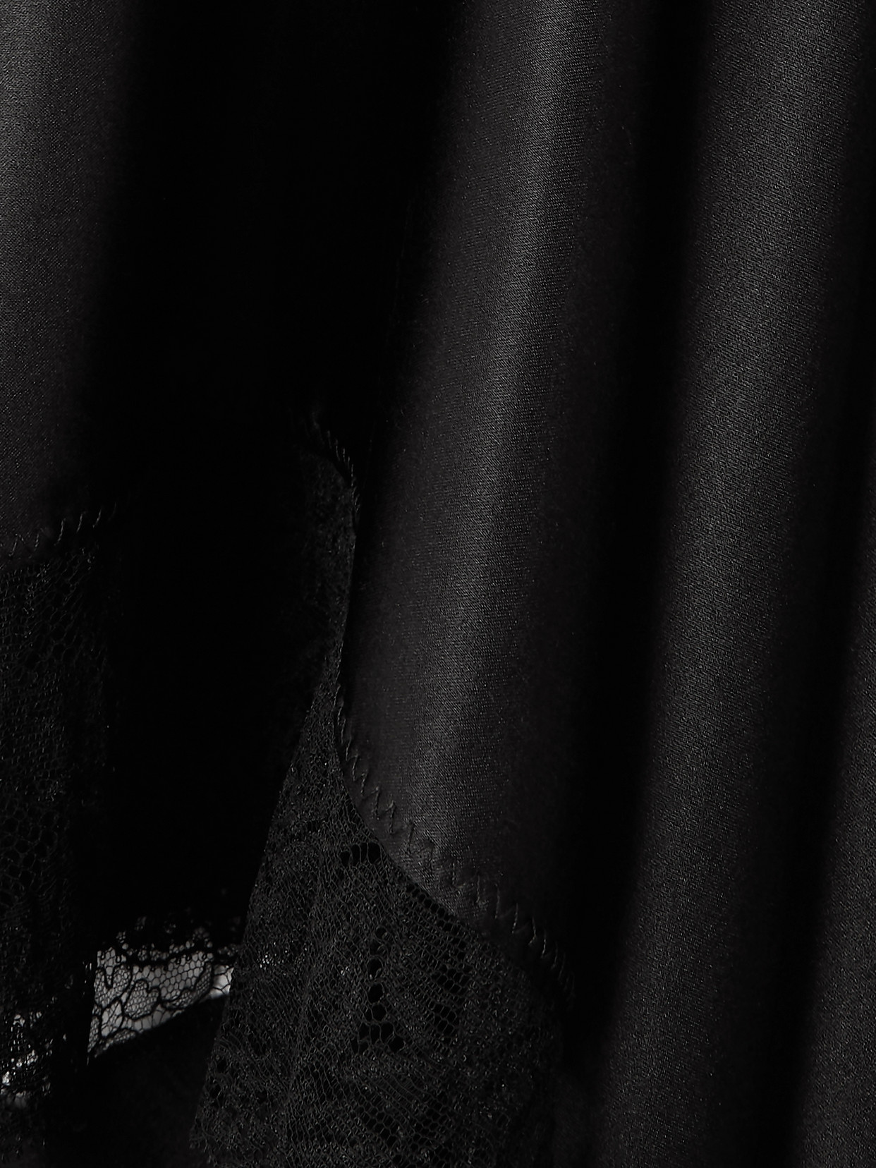 Shop Dries Van Noten Asymmetric Lace-trimmed Silk-blend Satin Midi Skirt In Black