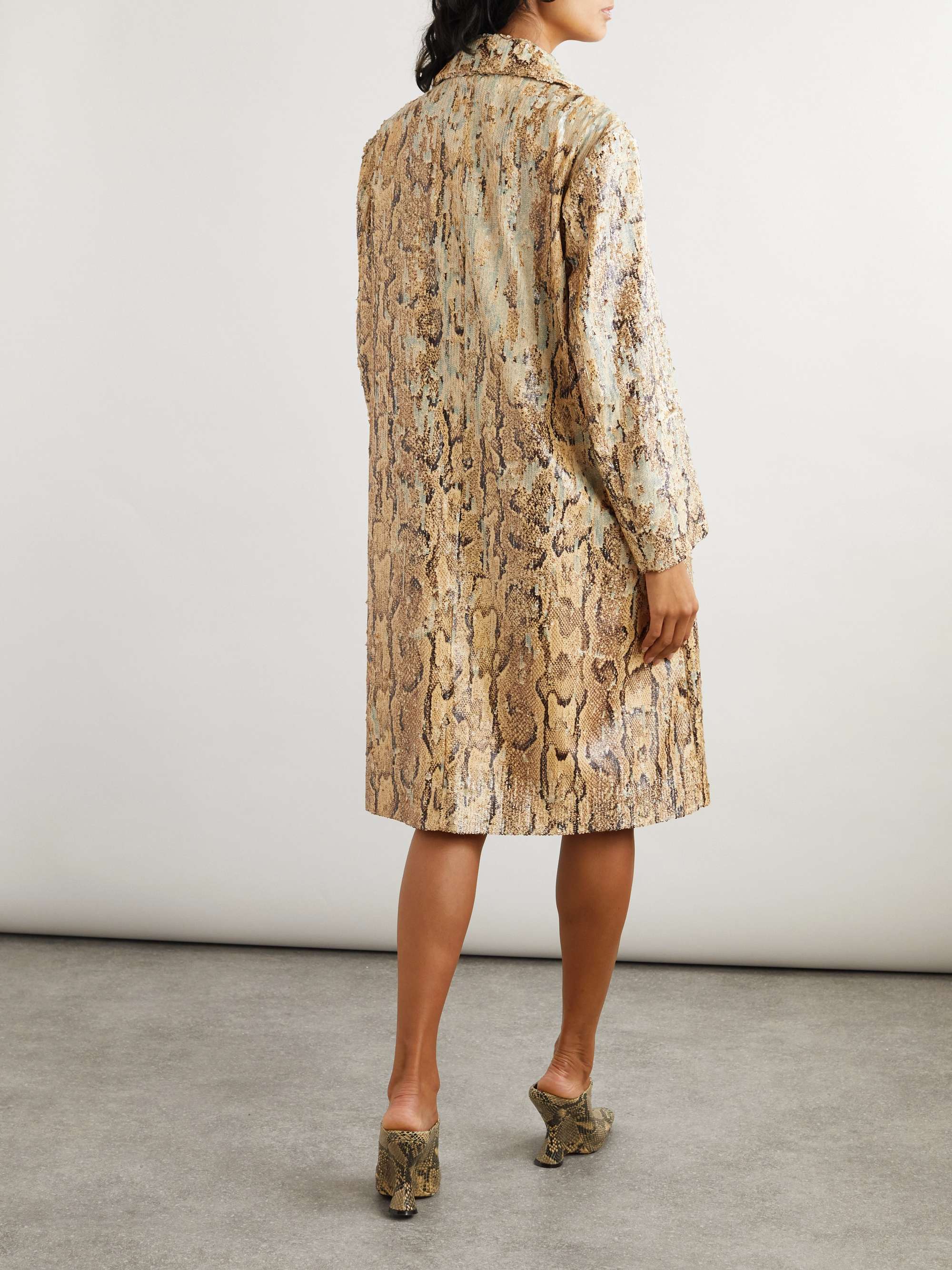 DRIES VAN NOTEN Snake-effect sequined cotton coat | NET-A-PORTER
