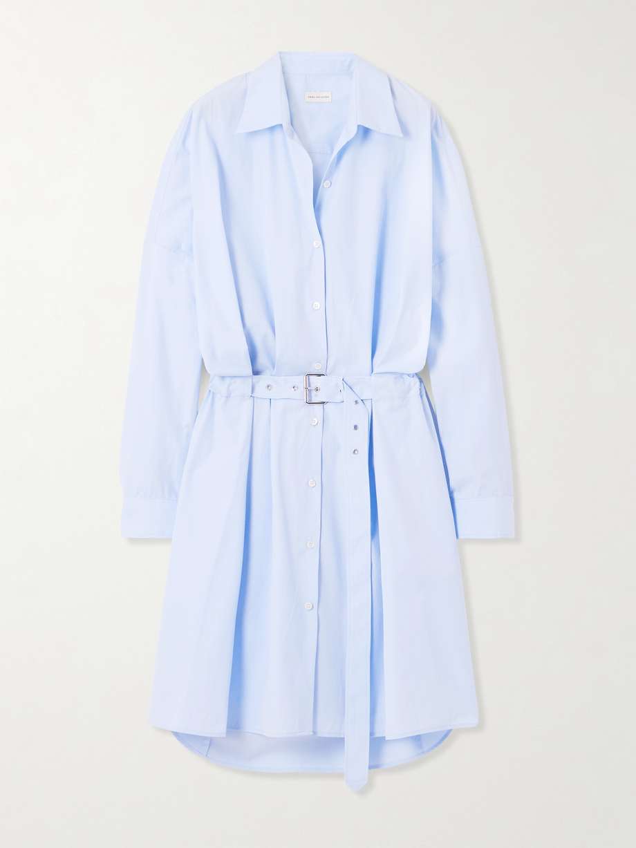 belted cotton-poplin shirt dress
