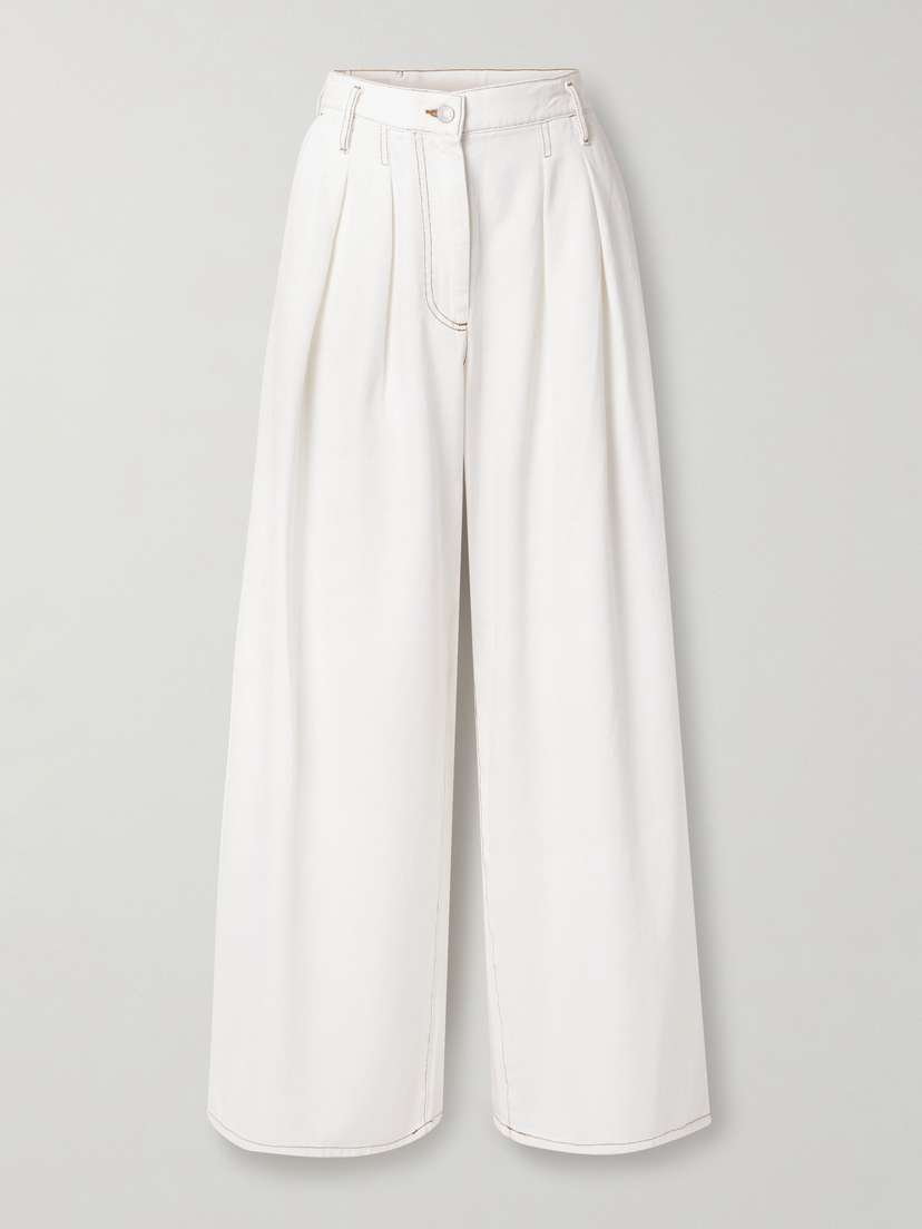 Dries Van Noten Pleated Denim Wide-leg Pants - Women's Clothing