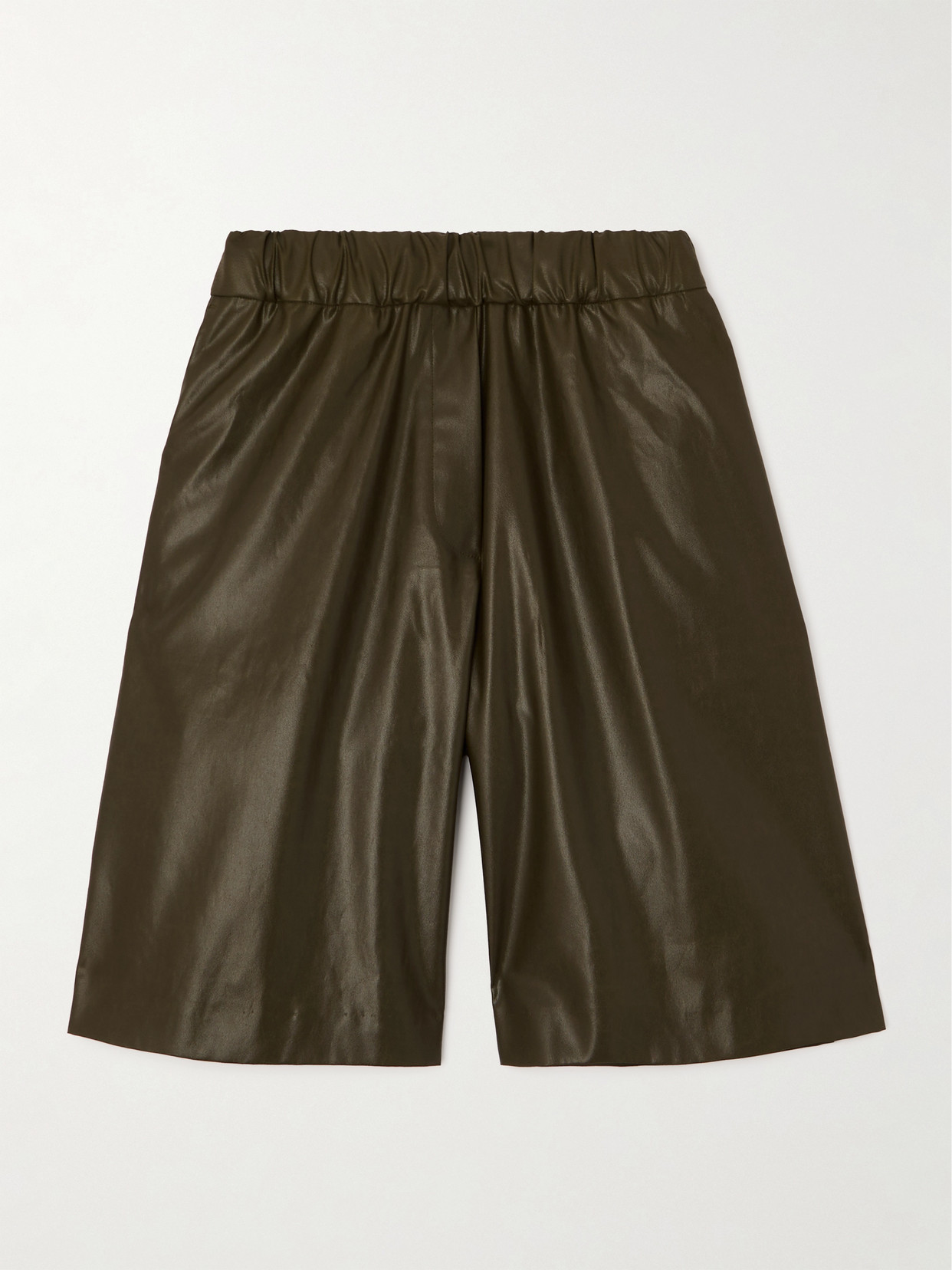 Dries Van Noten Faux Leather Shorts In Green
