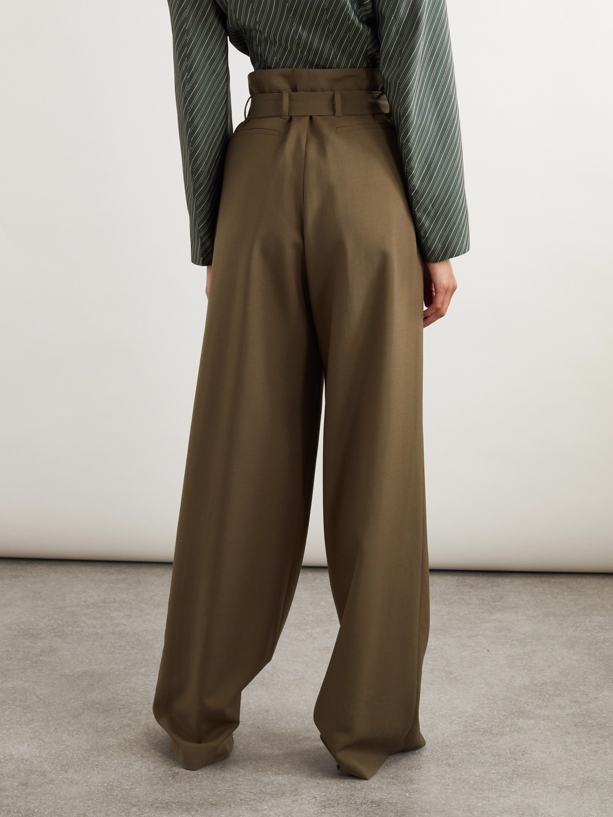 Dries Van Noten - Belted pleated wool and mohair-blend jersey wide