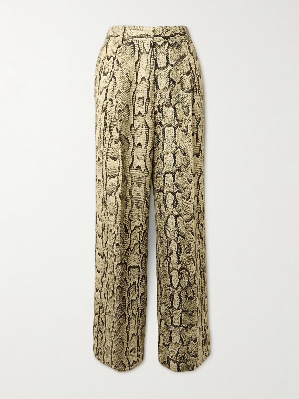 Dries Van Noten Pleated Snake-print Jersey Straight-leg Pants In Animal Print