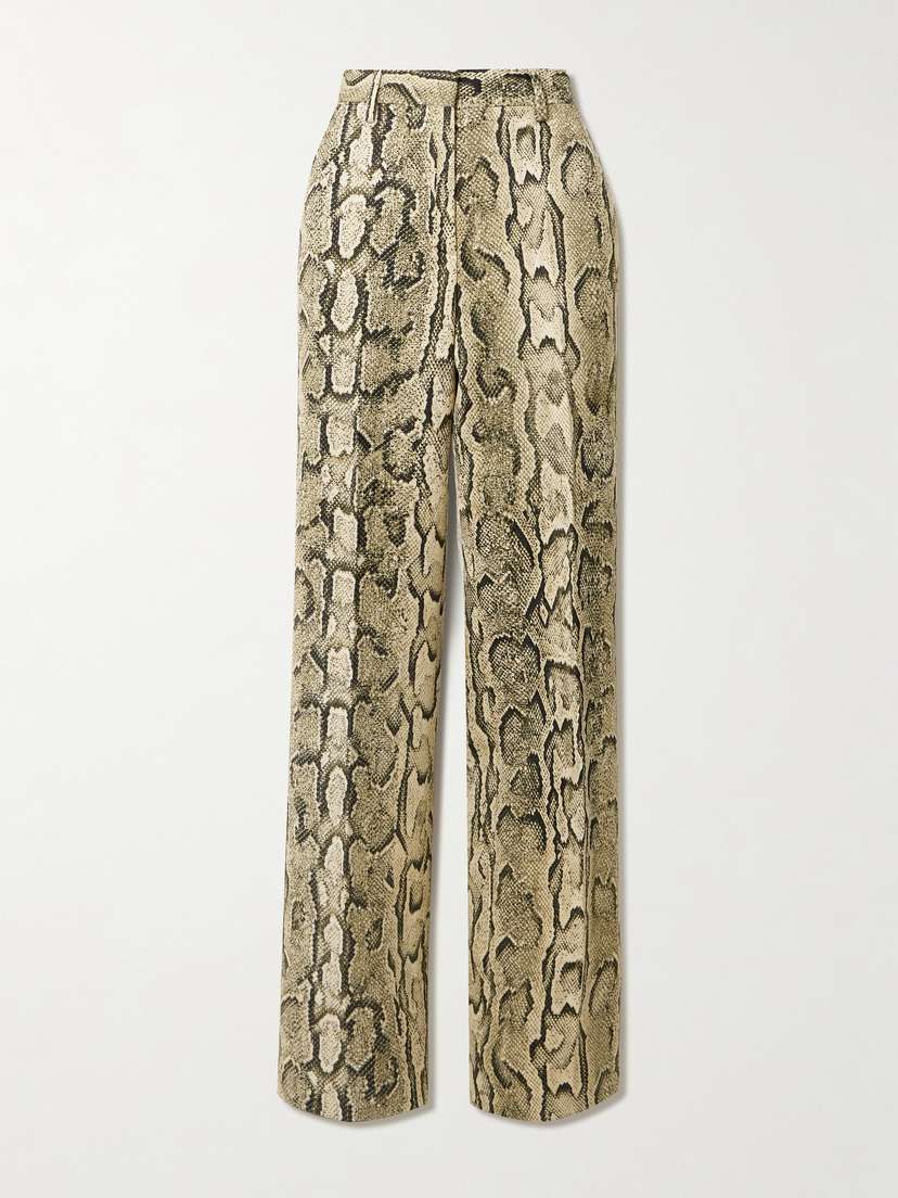 Dries Van Noten Snake-print Jersey Straight-leg Pants