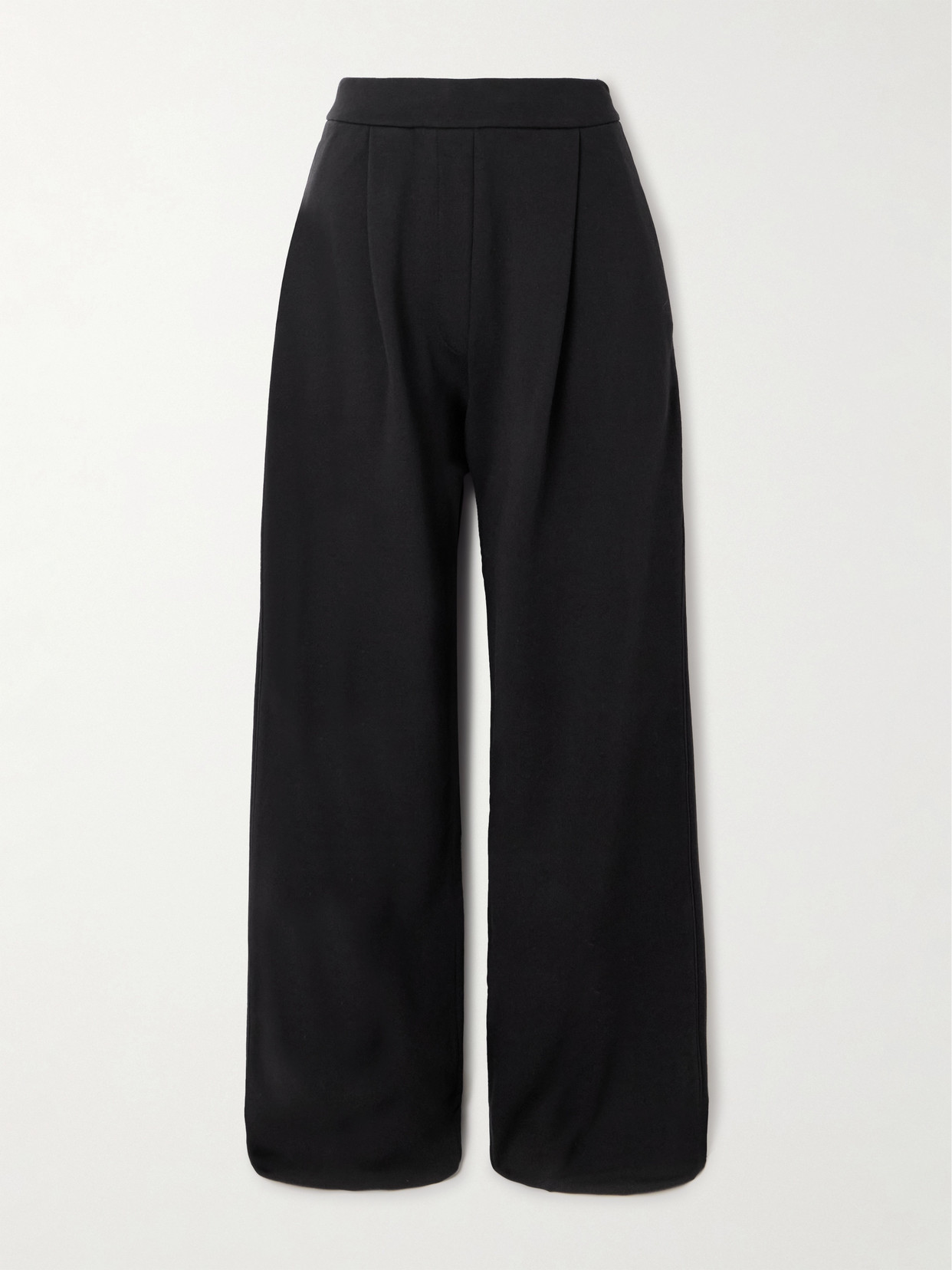 Dries Van Noten Pleated Cotton-jersey Wide-leg Track Pants In Black