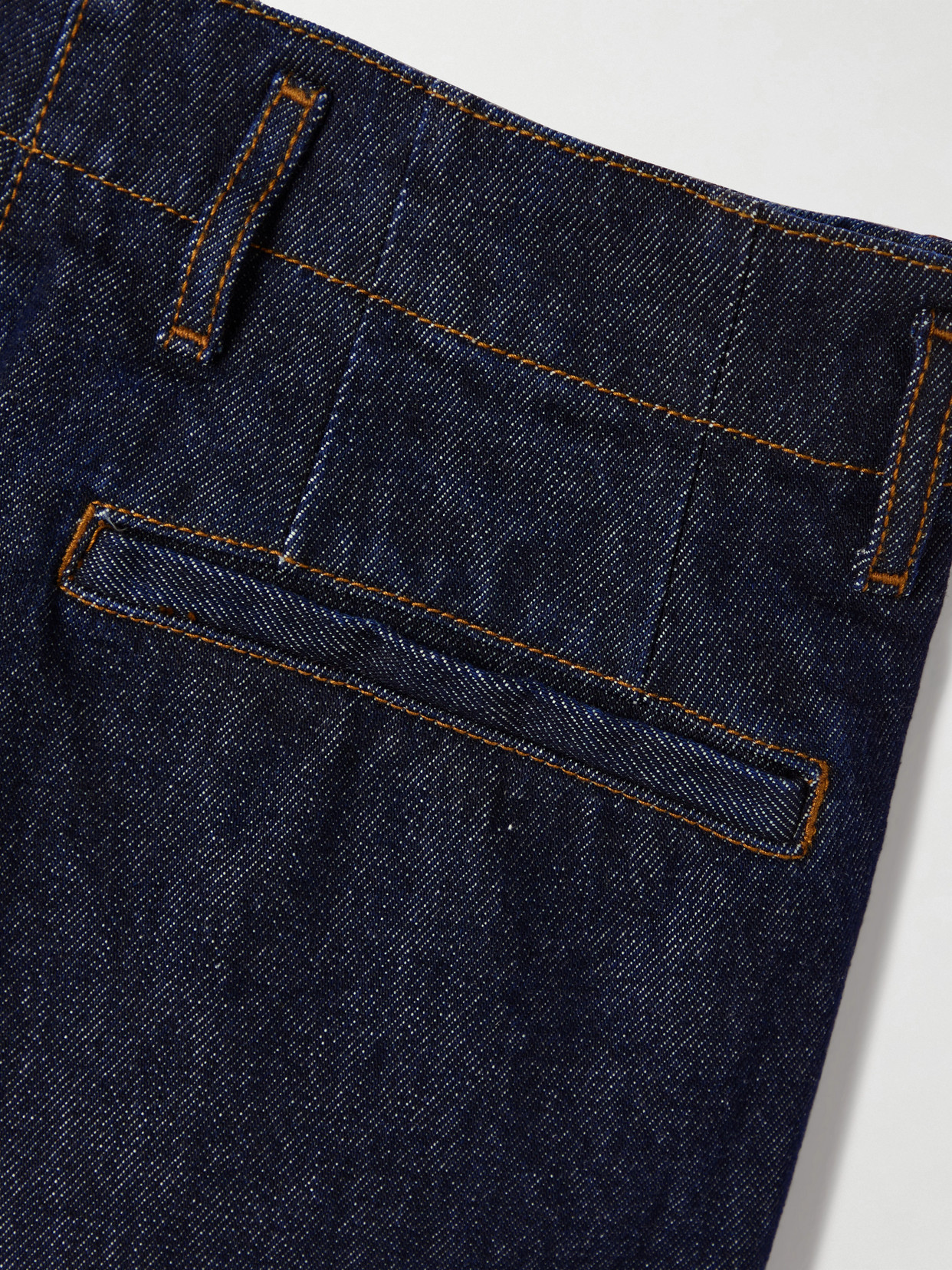 Dries Van Noten Pleated Denim Wide-leg Pants In Blue