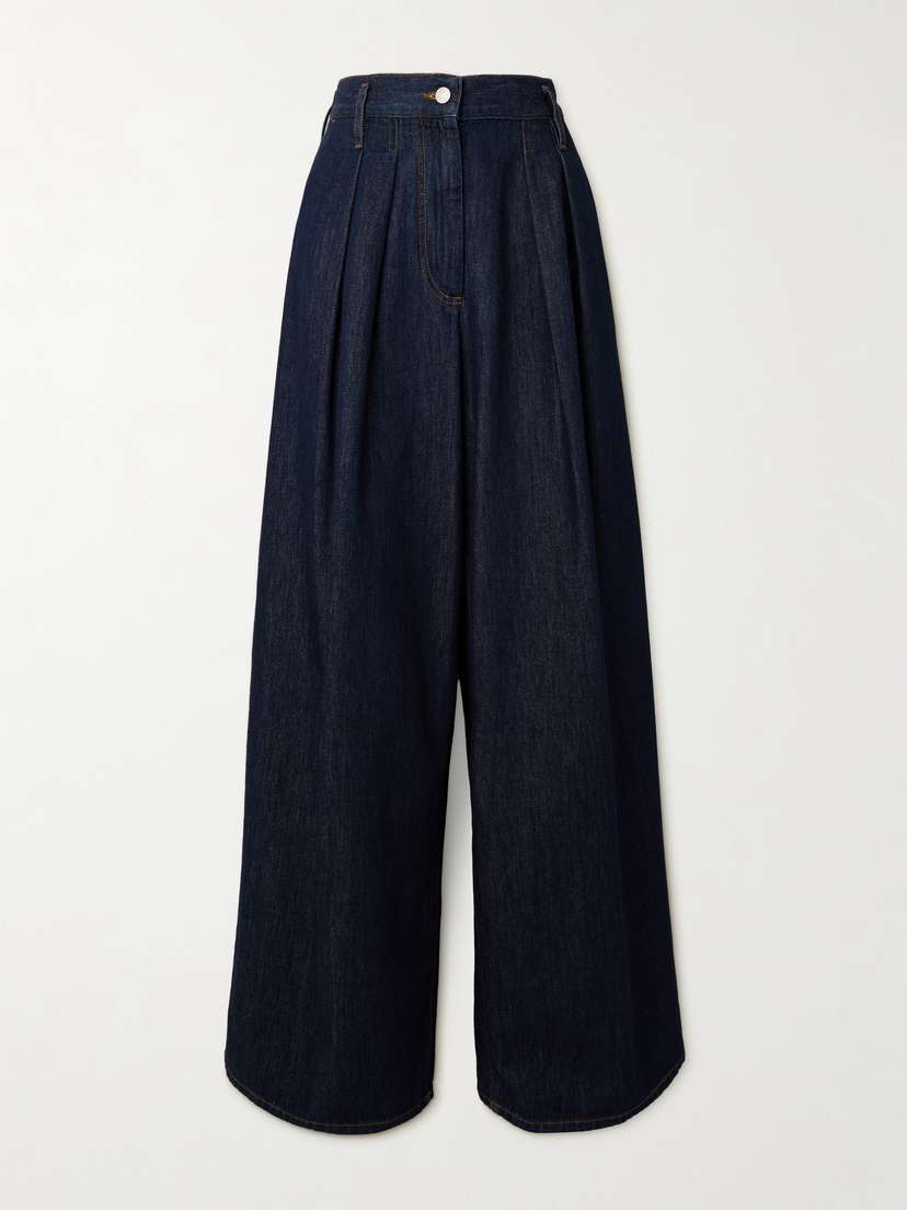 Dries Van Noten Pleated Denim Wide-leg Pants