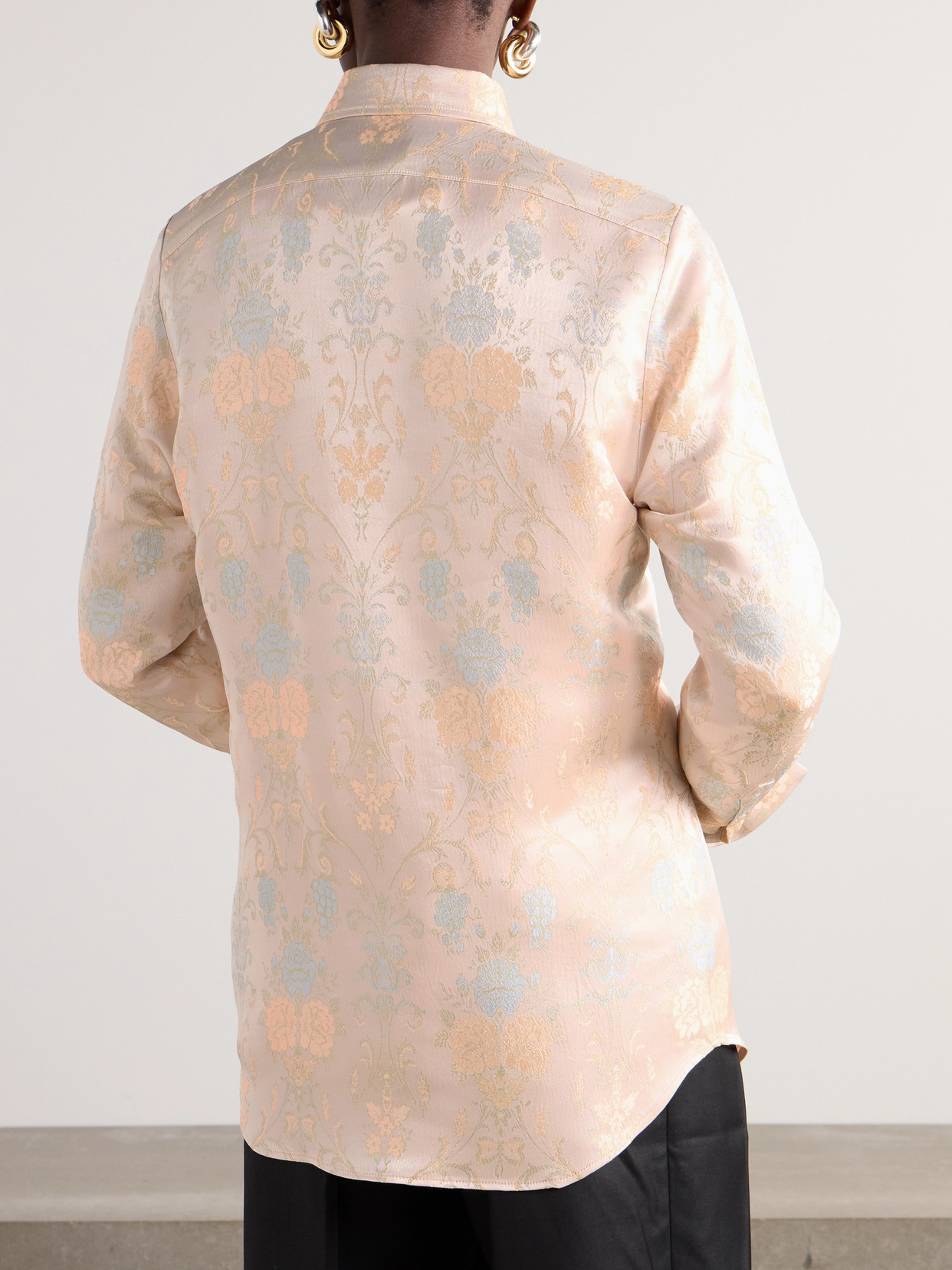 Shop Dries Van Noten Satin-jacquard Shirt In Pink