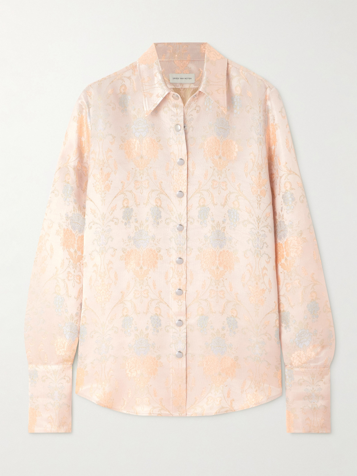 Shop Dries Van Noten Satin-jacquard Shirt In Pink