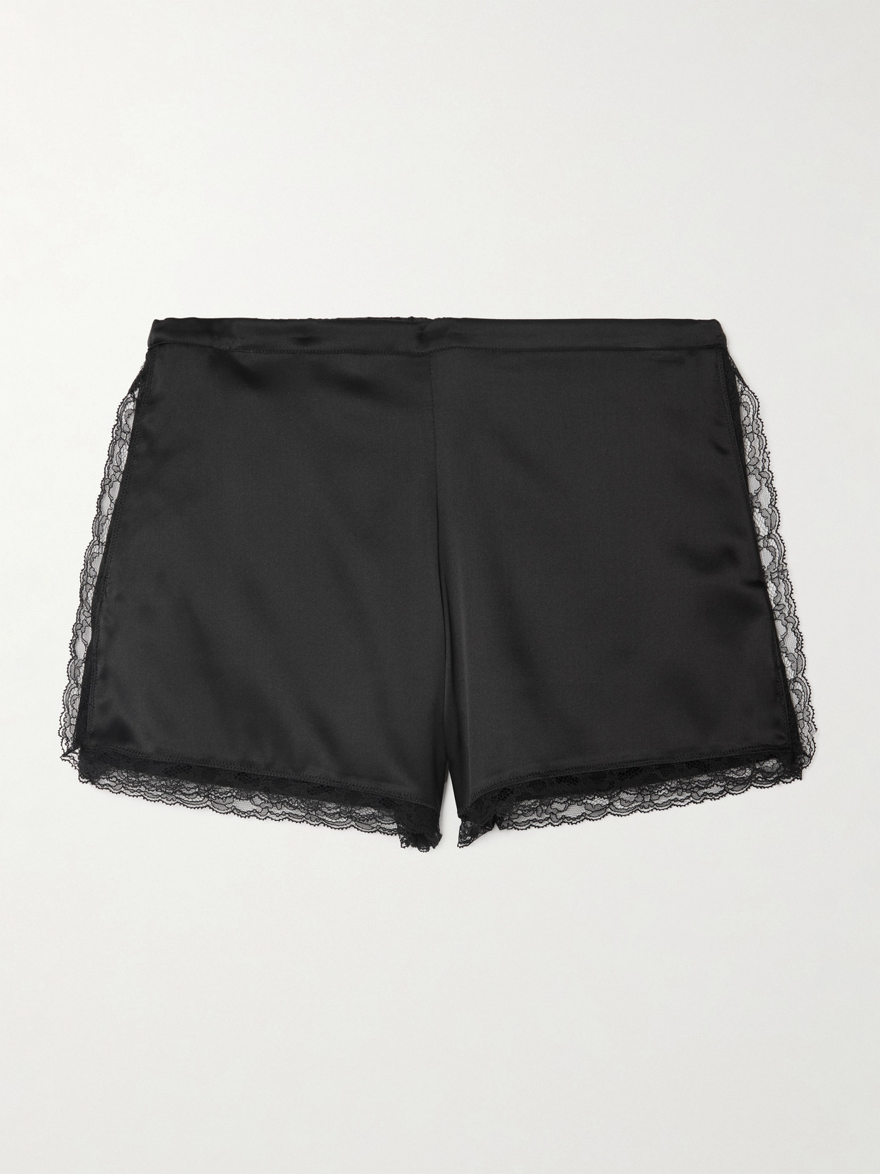 Dries Van Noten Lace-trimmed Silk-blend Satin Shorts In Black