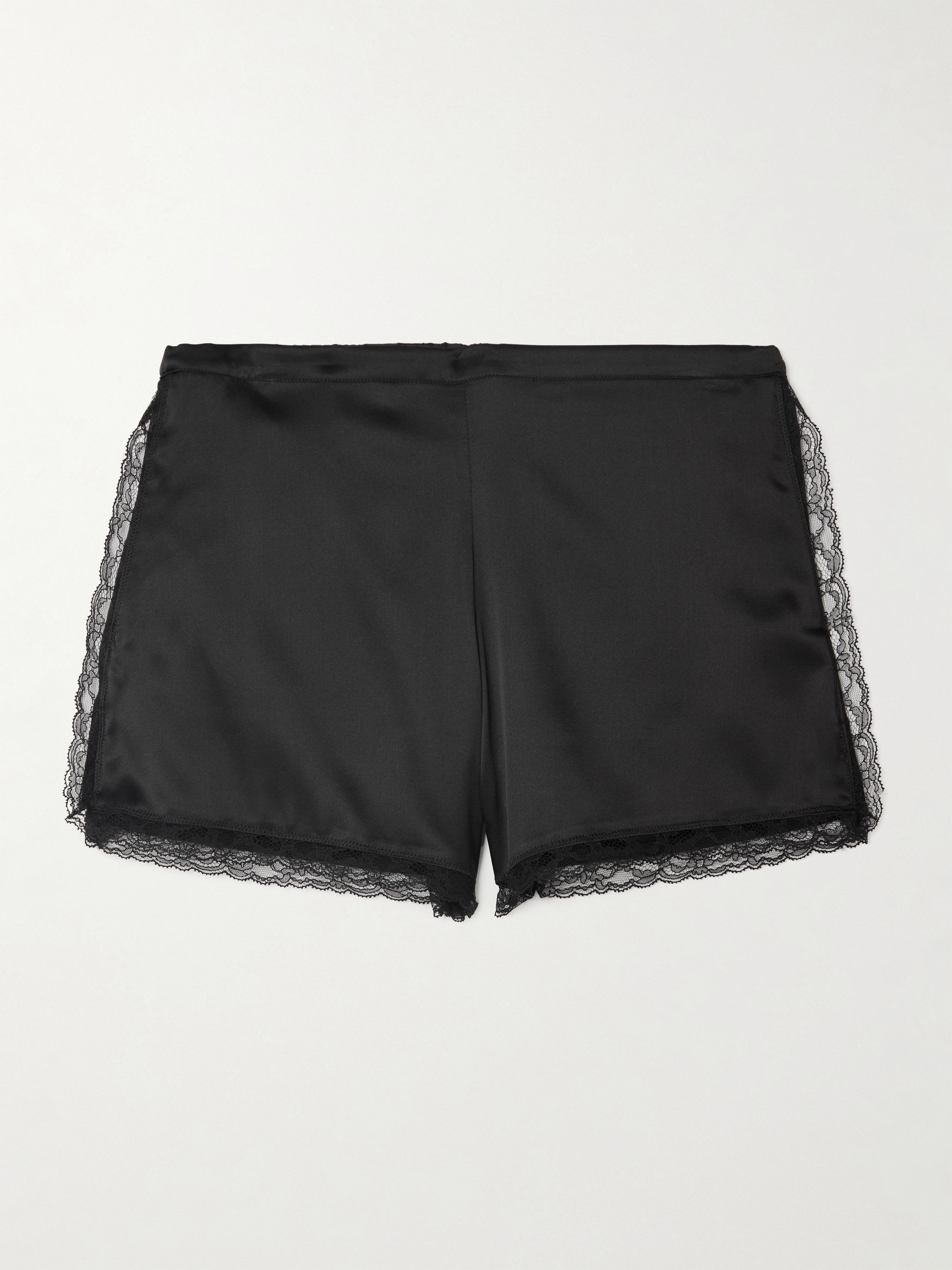 Dries Van Noten Lace-trimmed silk-blend satin shorts thumbnail