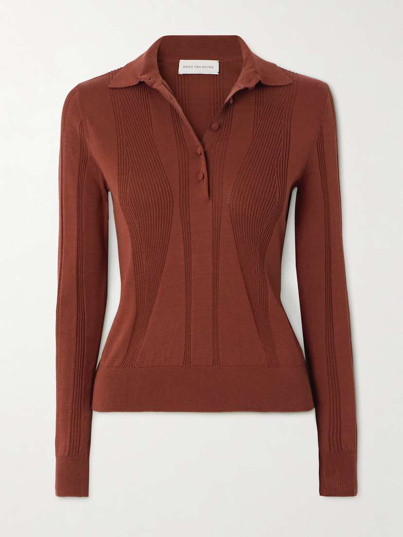 Dries Van Noten Ribbed Cotton Polo Shirt