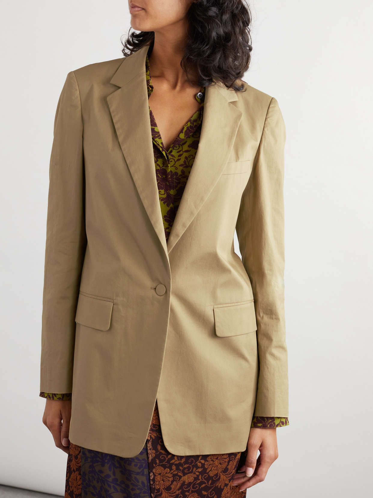 Dries Van Noten Oversized Cotton-poplin Blazer In Neutrals