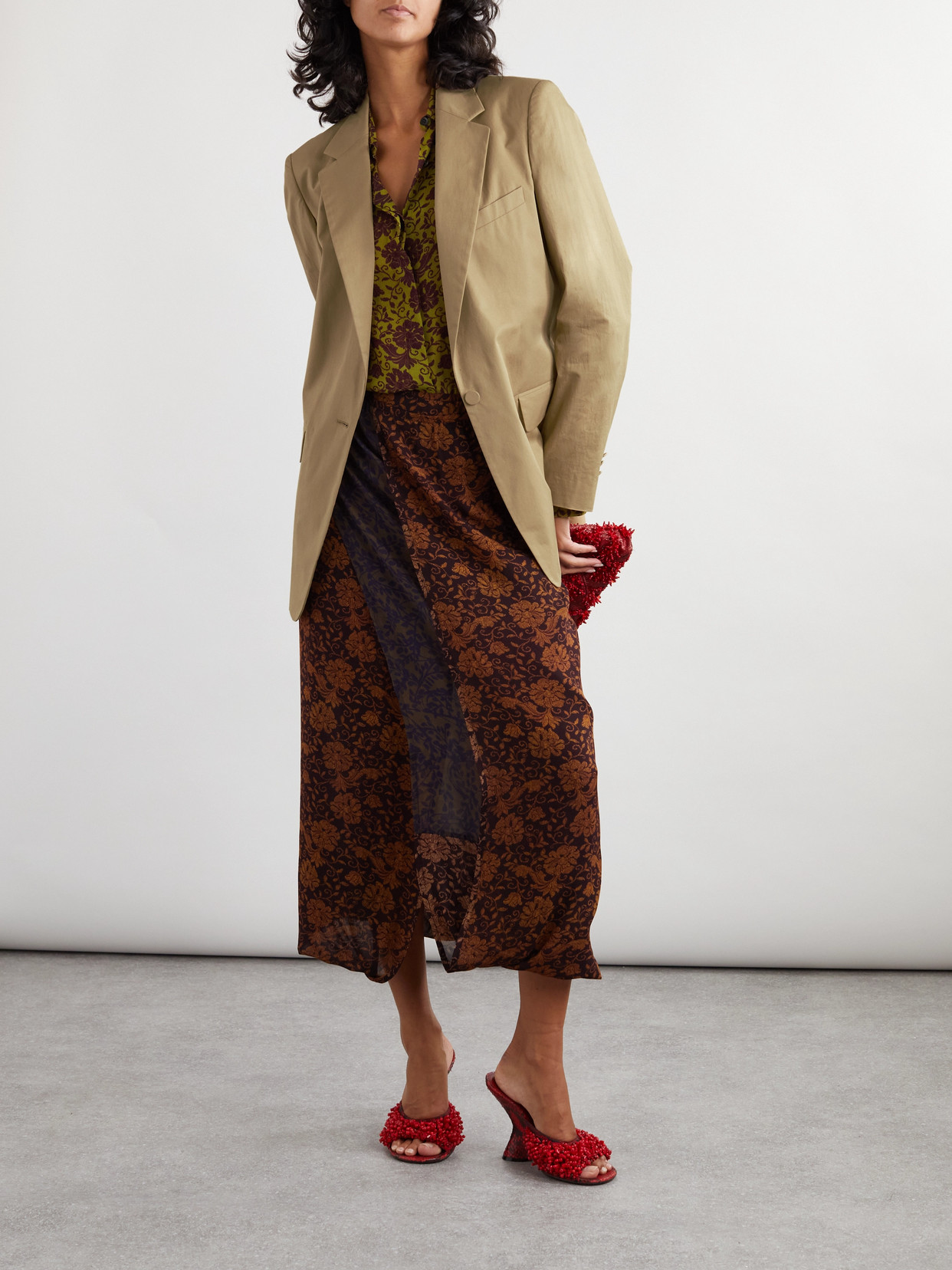 Dries Van Noten Oversized Cotton-poplin Blazer In Neutrals