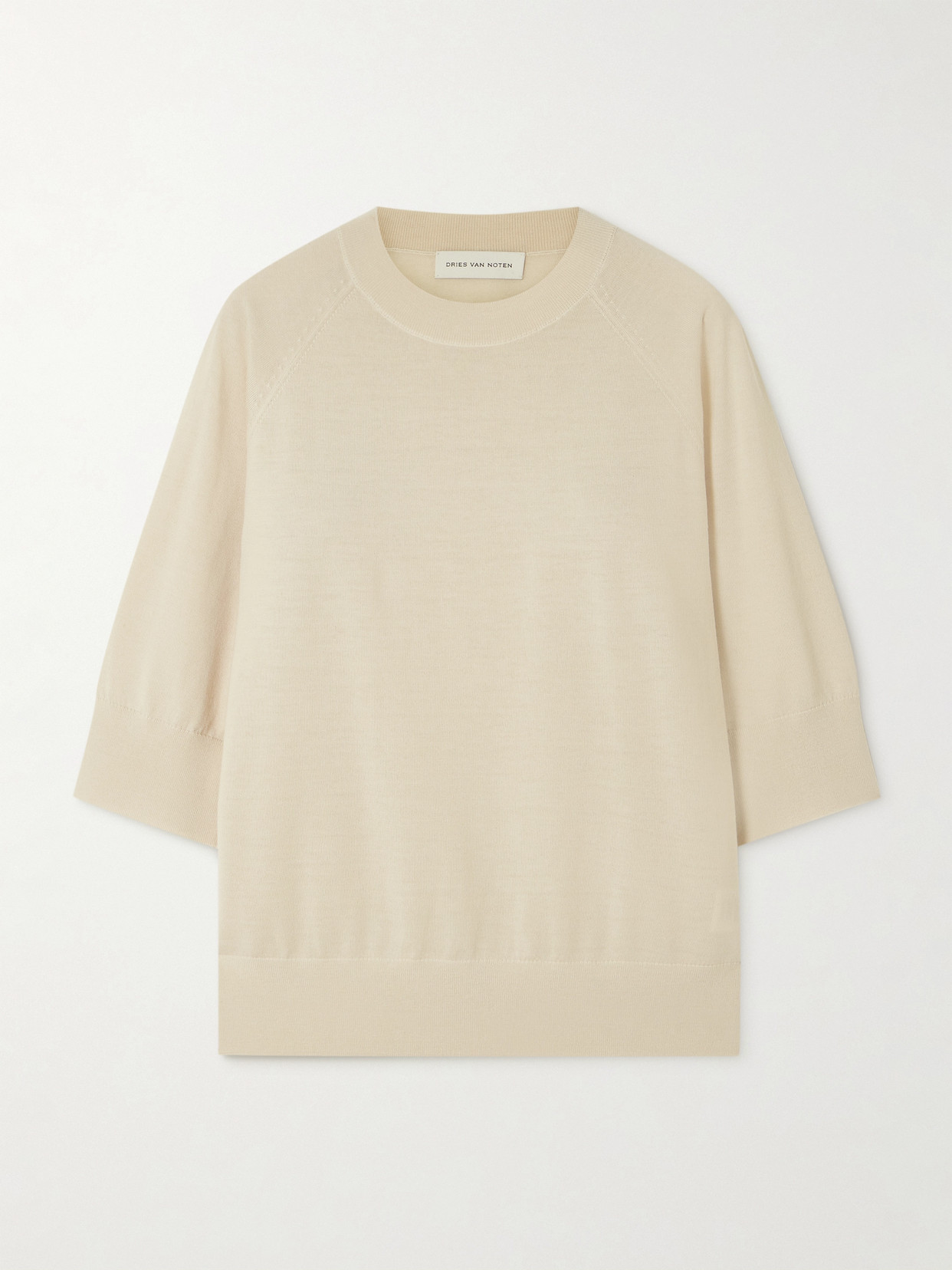Shop Dries Van Noten Merino Wool Sweater In Ivory