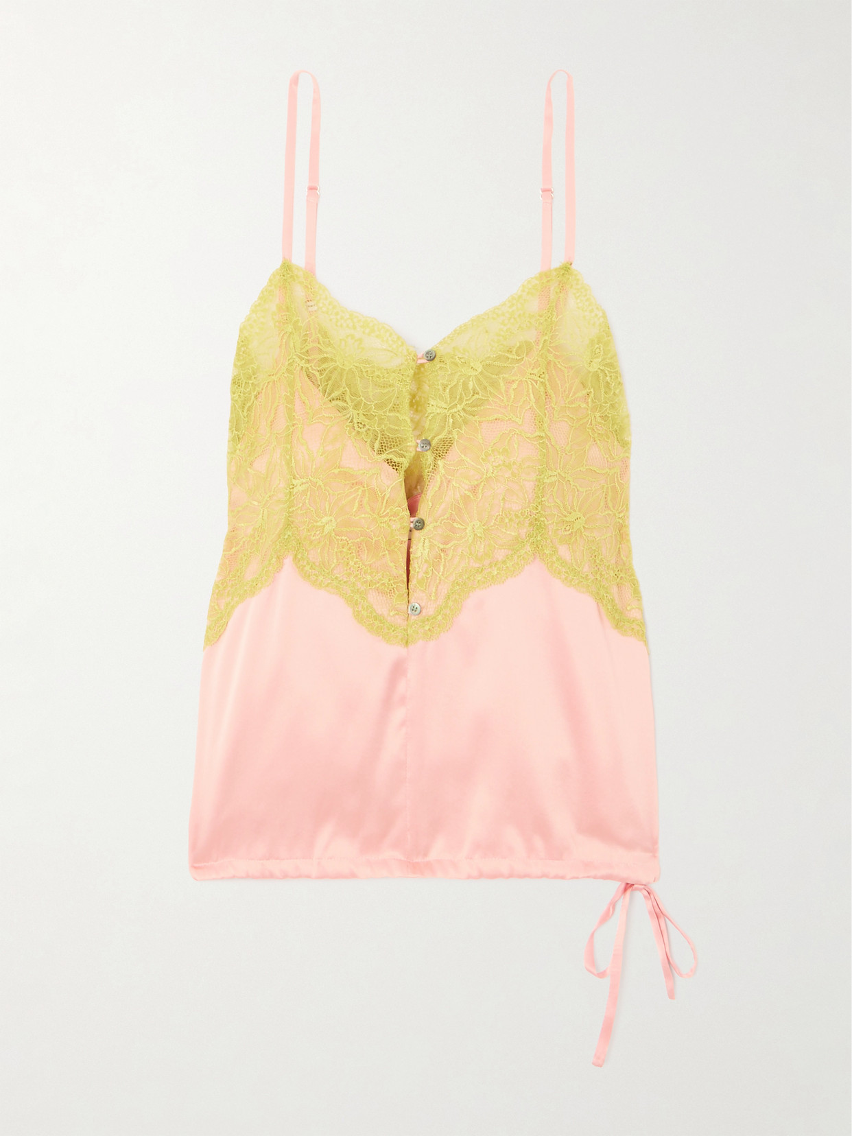Dries Van Noten Lace-trimmed Silk-satin Camisole In Pink