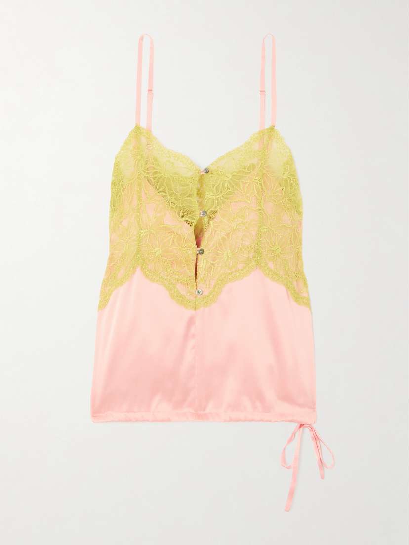 Dries Van Noten Lace-trimmed Silk-satin Camisole