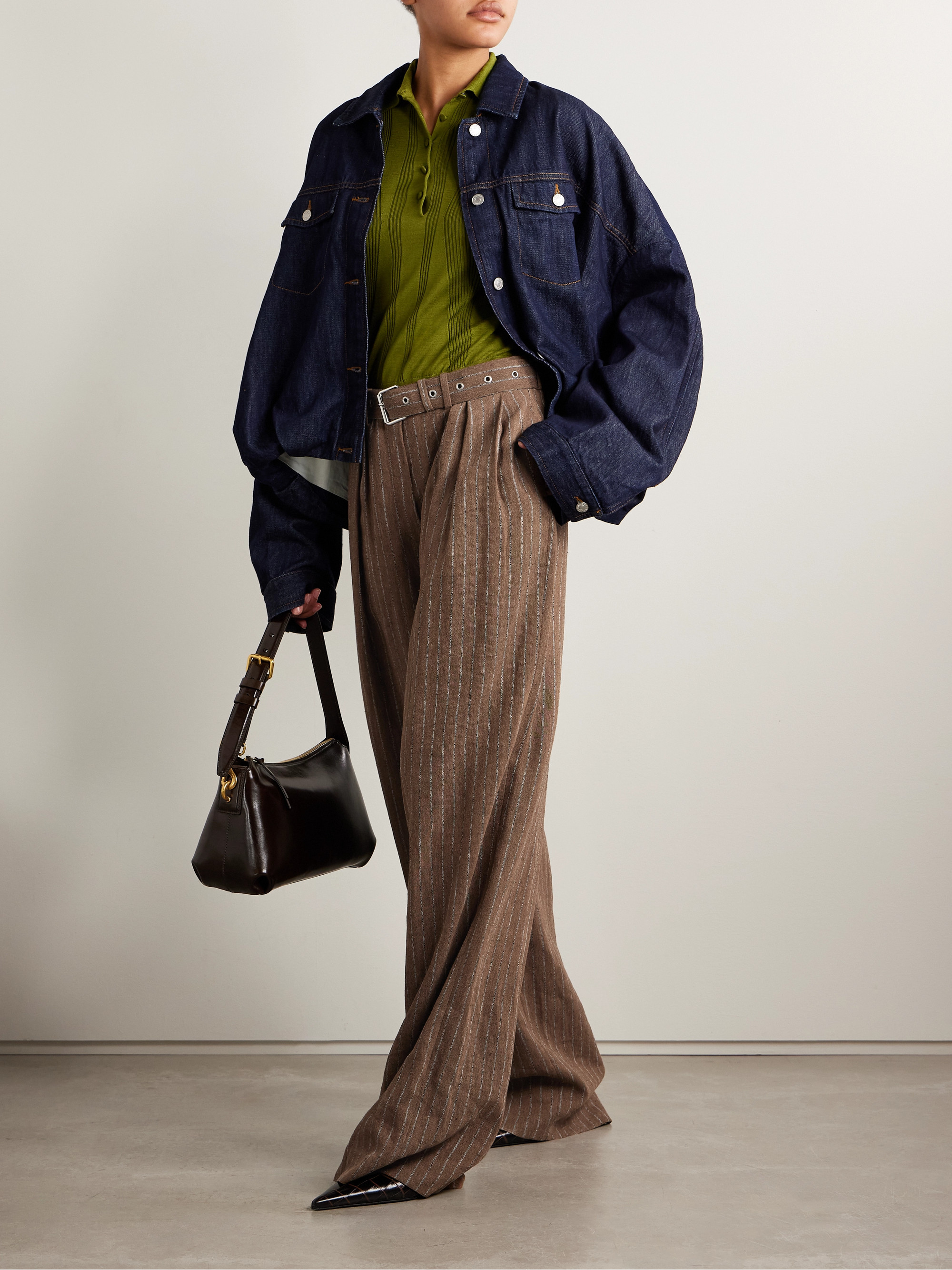 Dries Van Noten - Pleated striped linen-blend wide-leg pants | Plush
