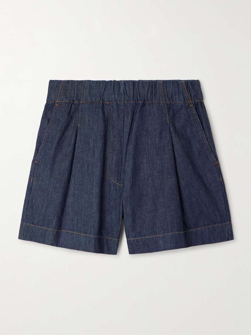 Dries Van Noten Pila Pleated Denim Shorts