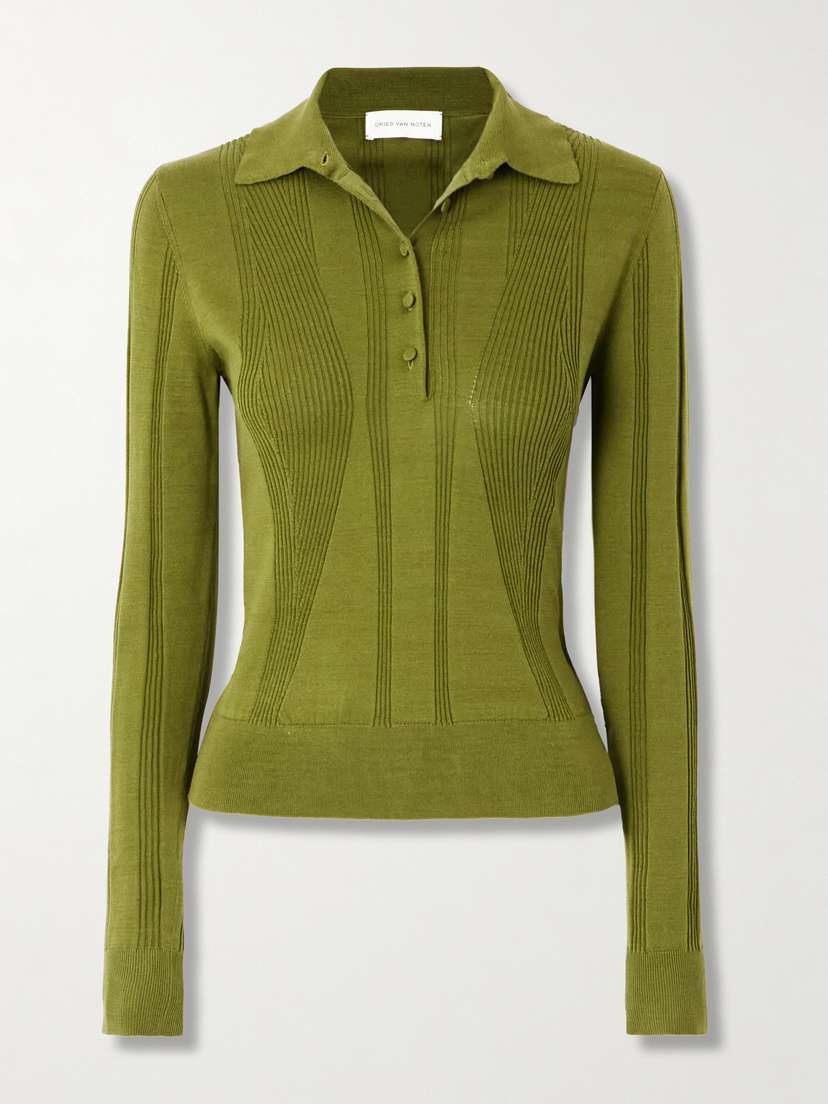 Dries Van Noten Ribbed Cotton Polo Shirt