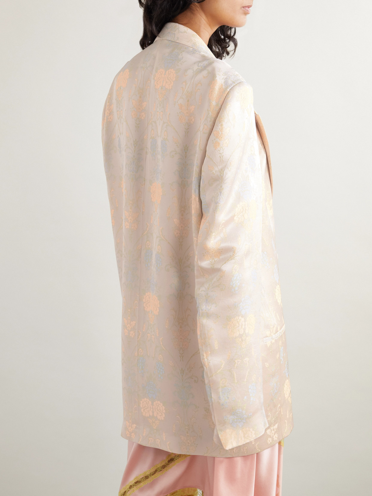 DRIES VAN NOTEN OVERSIZED DOUBLE-BREASTED FLORAL-JACQUARD BLAZER