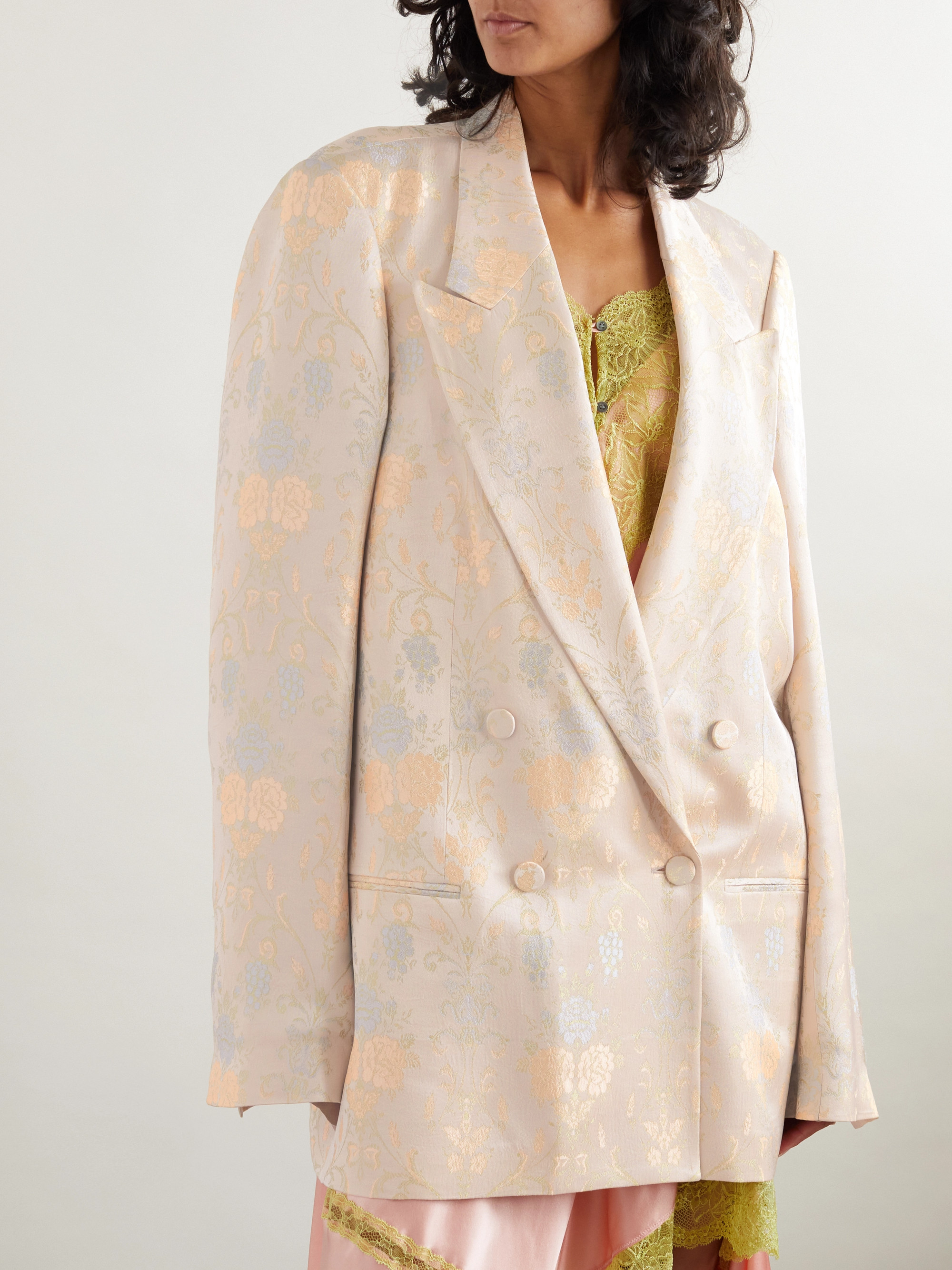 Dries Van Noten - Oversized double-breasted floral-jacquard blazer