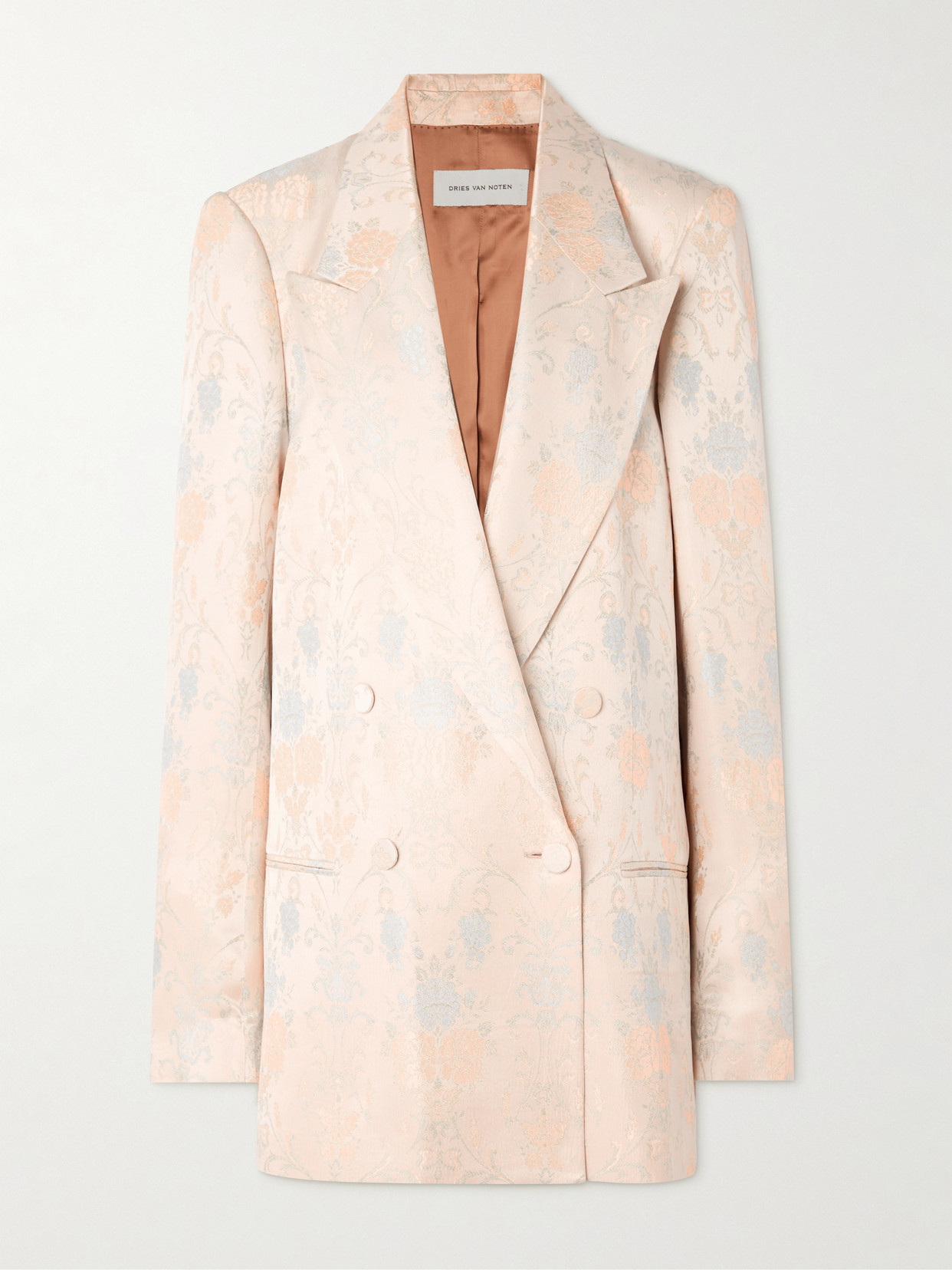 Dries Van Noten Notched Lapel Floral Jacket With Pockets In Pink