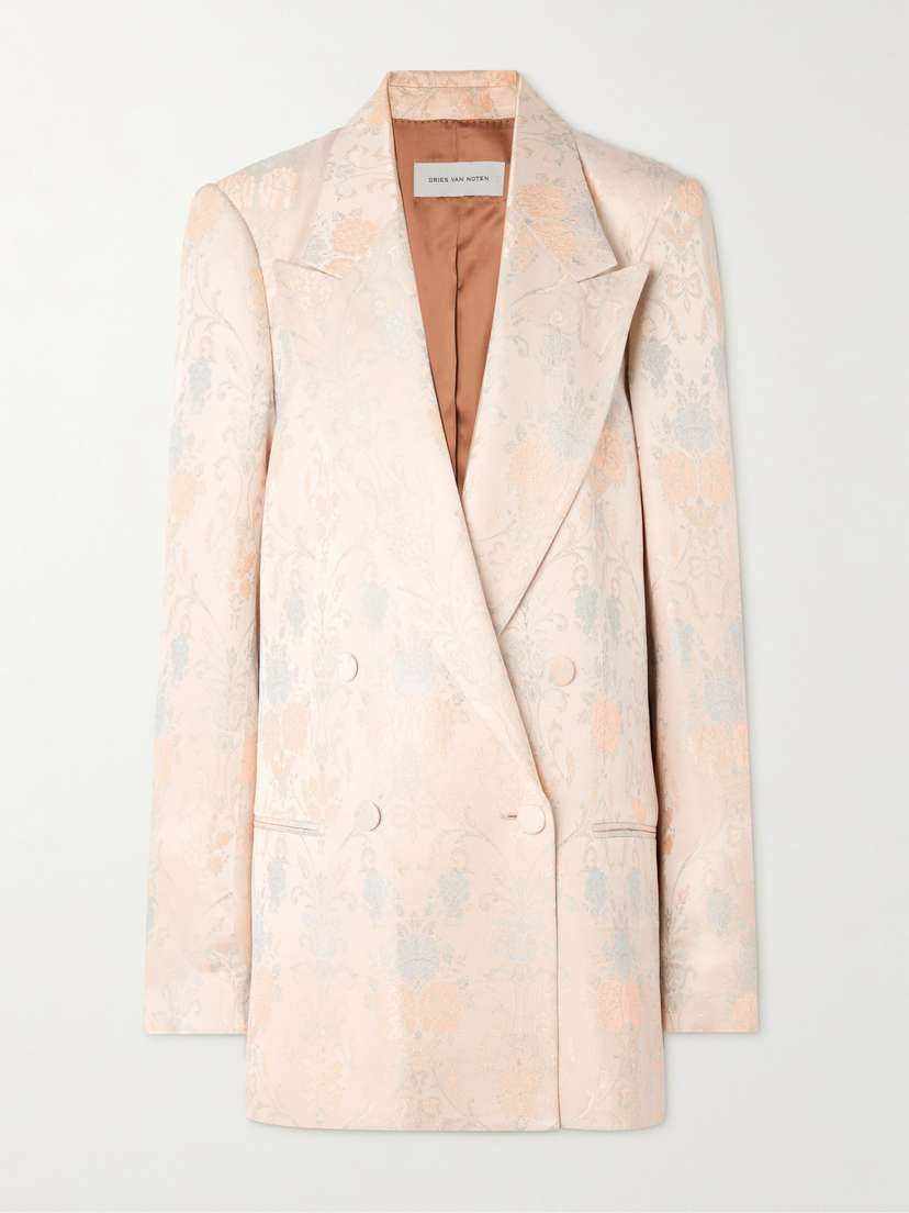 Dries Van Noten Oversized Double-breasted Floral-jacquard Blazer