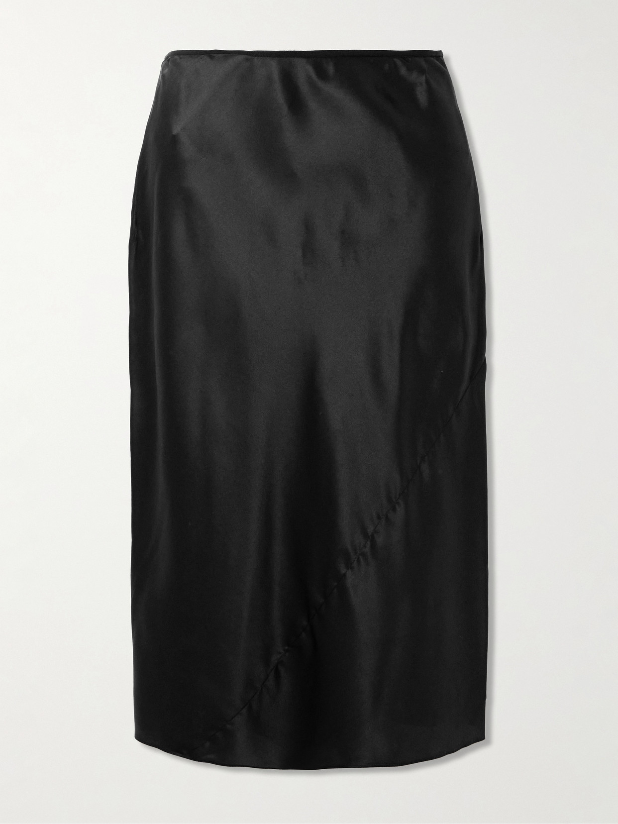 Dries Van Noten Stretch-silk Satin Skirt In Black