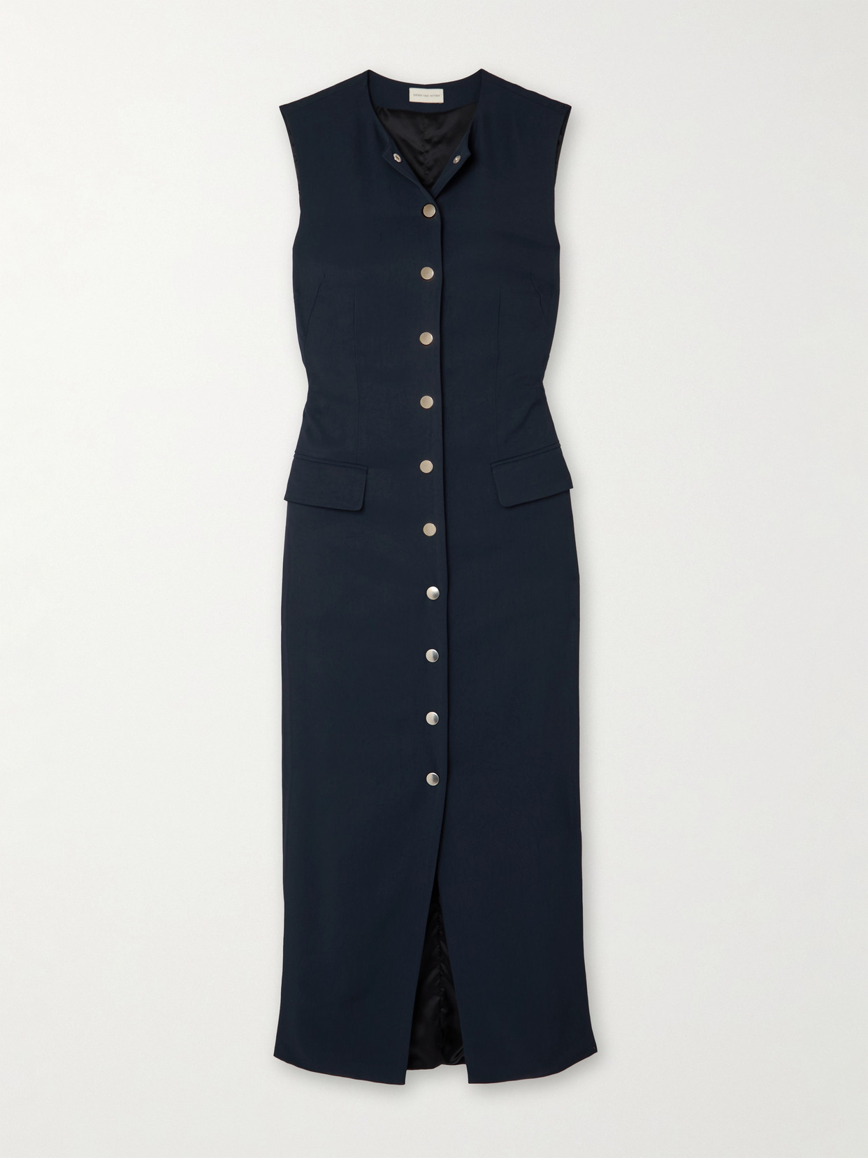 Shop Dries Van Noten Twill Midi Dress In Blue