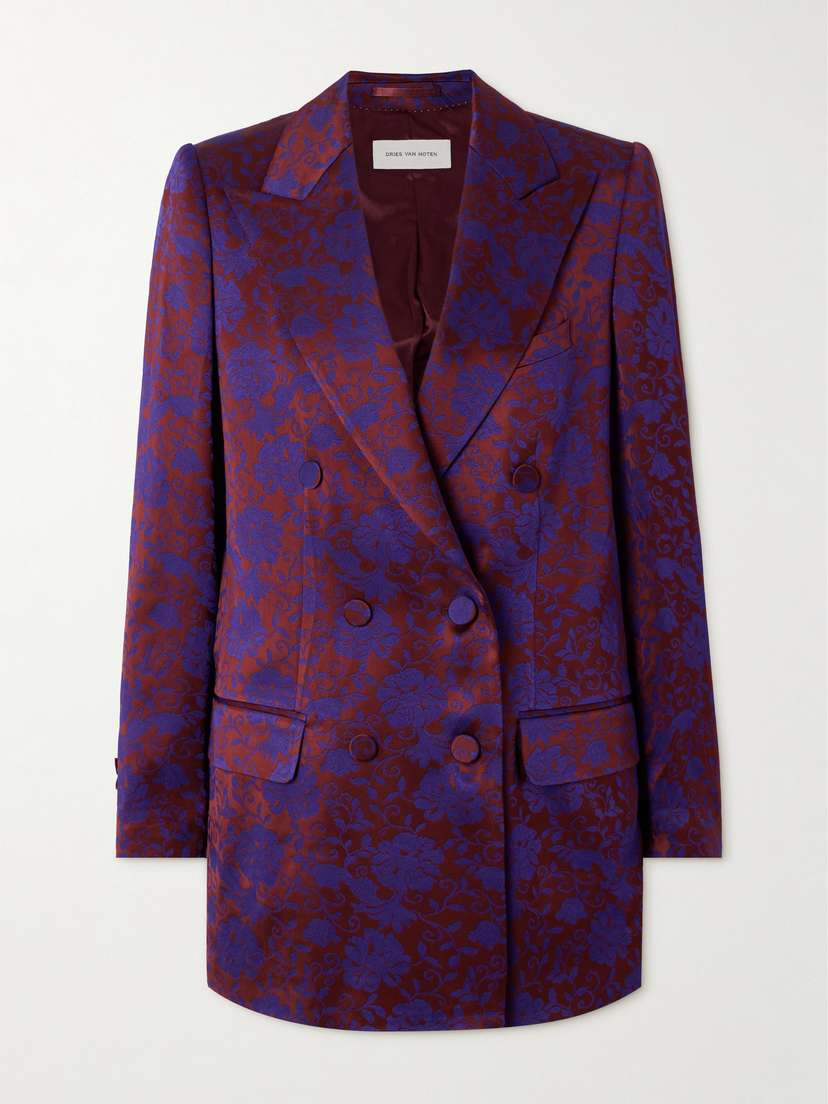 Dries Van Noten Double-breasted Floral-jacquard Twill Blazer