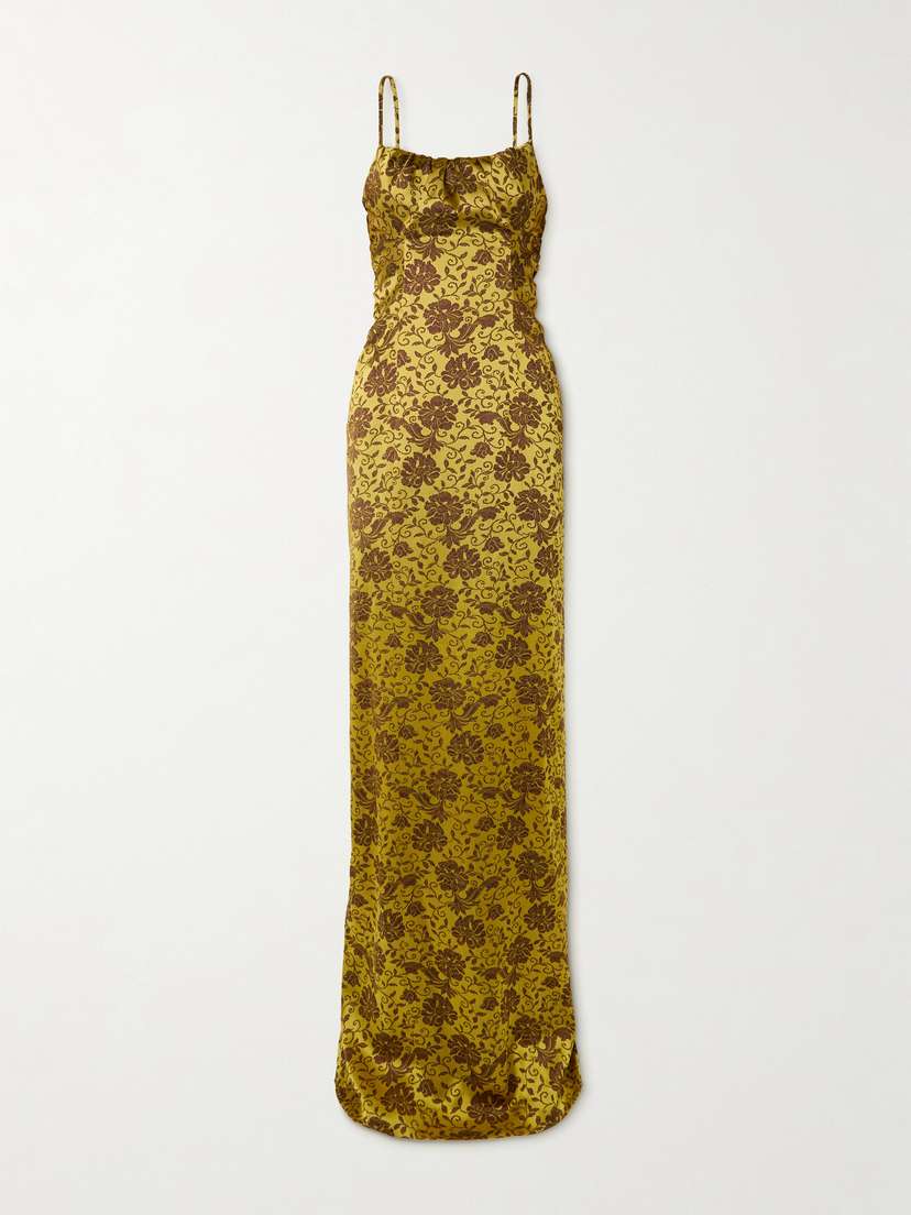 Dries Van Noten Gathered Floral-brocade Gown