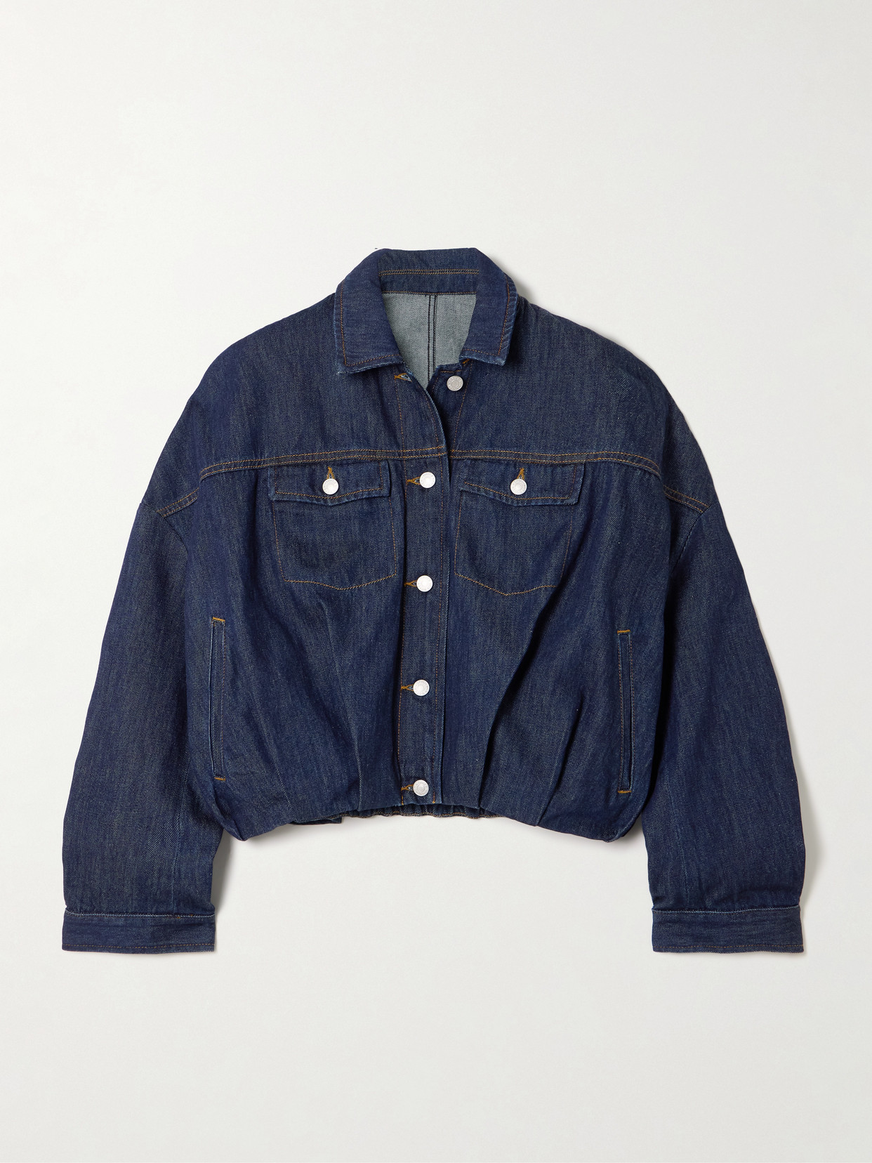 Dries Van Noten Puffball-hem Denim Jacket In Blue