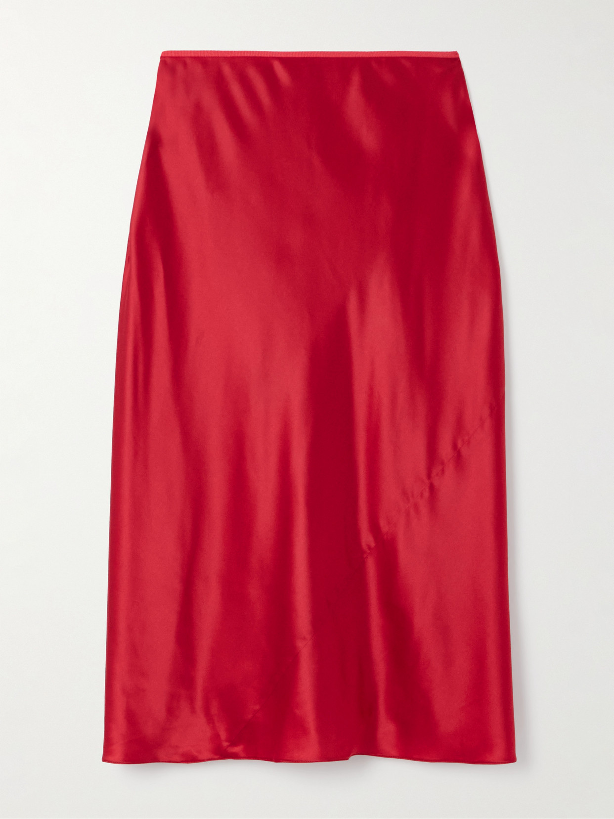 Dries Van Noten Stretch-silk Satin Midi Skirt In Red