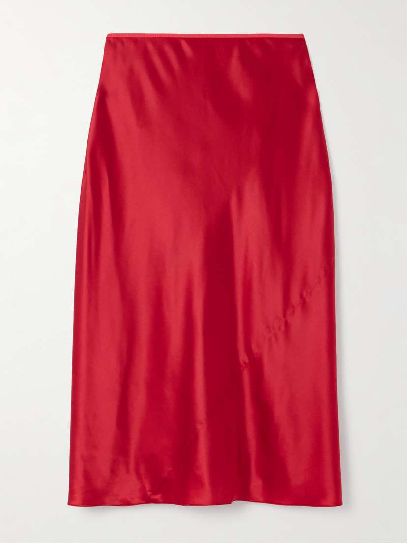 Dries Van Noten Stretch-silk Satin Midi Skirt