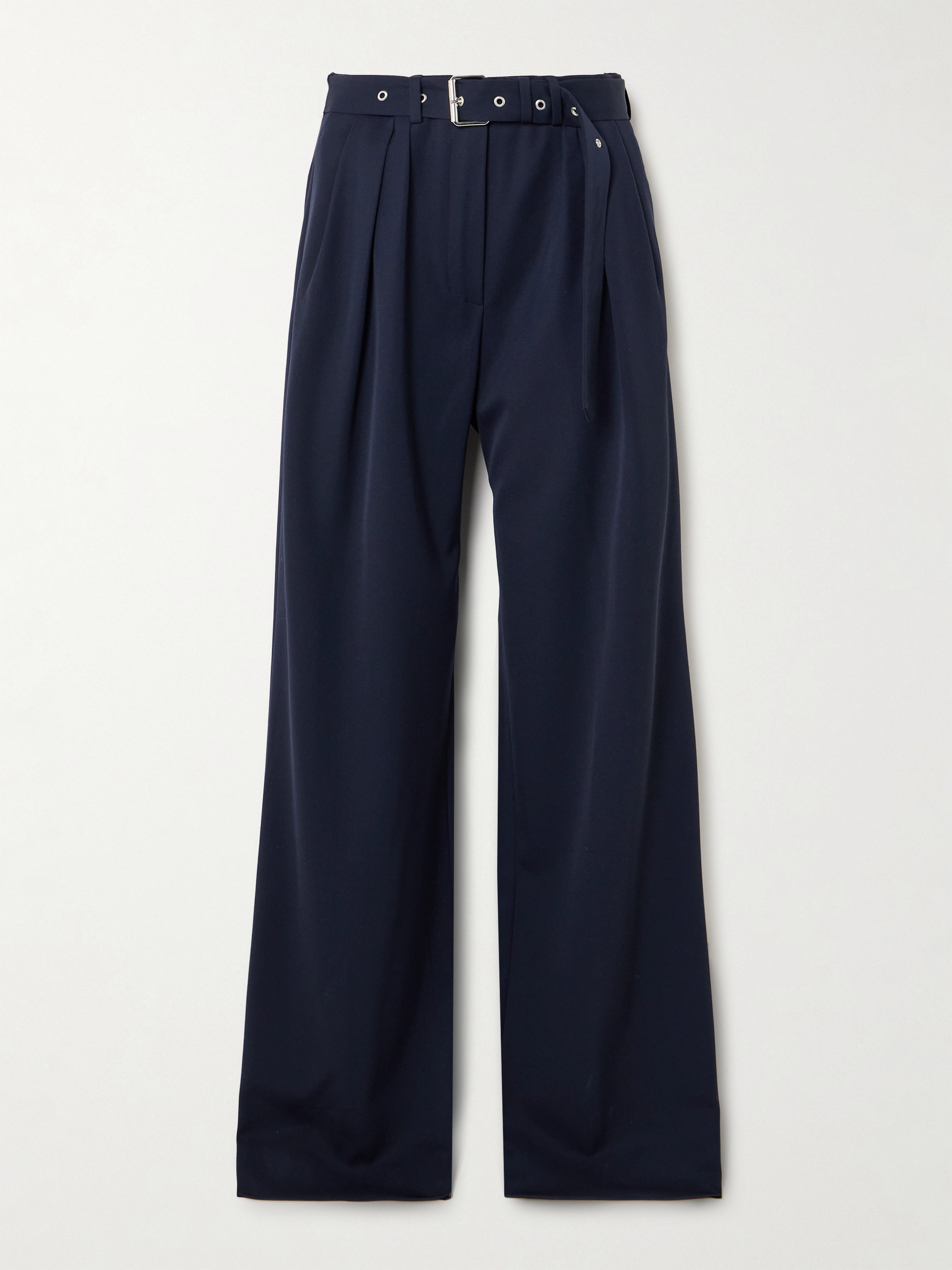 Dries Van Noten - Belted pleated wool-twill wide-leg pants | Plush