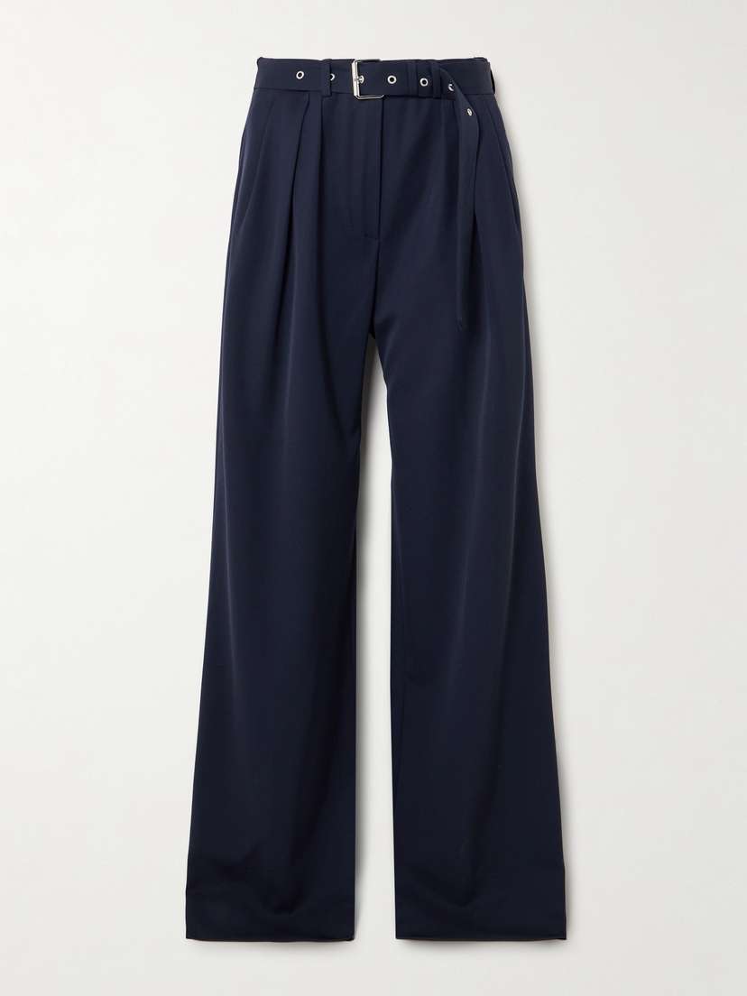 Dries Van Noten Belted Pleated Wool-twill Wide-leg Pants