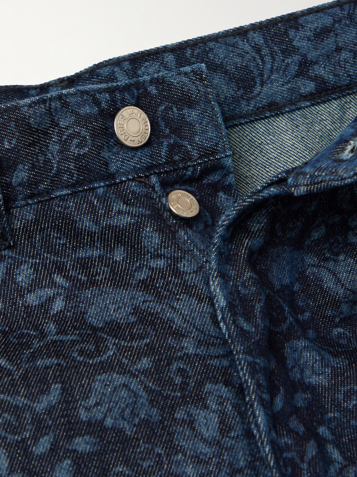 Shop Dries Van Noten Bleached Mid-rise Straight-leg Jeans In Blue