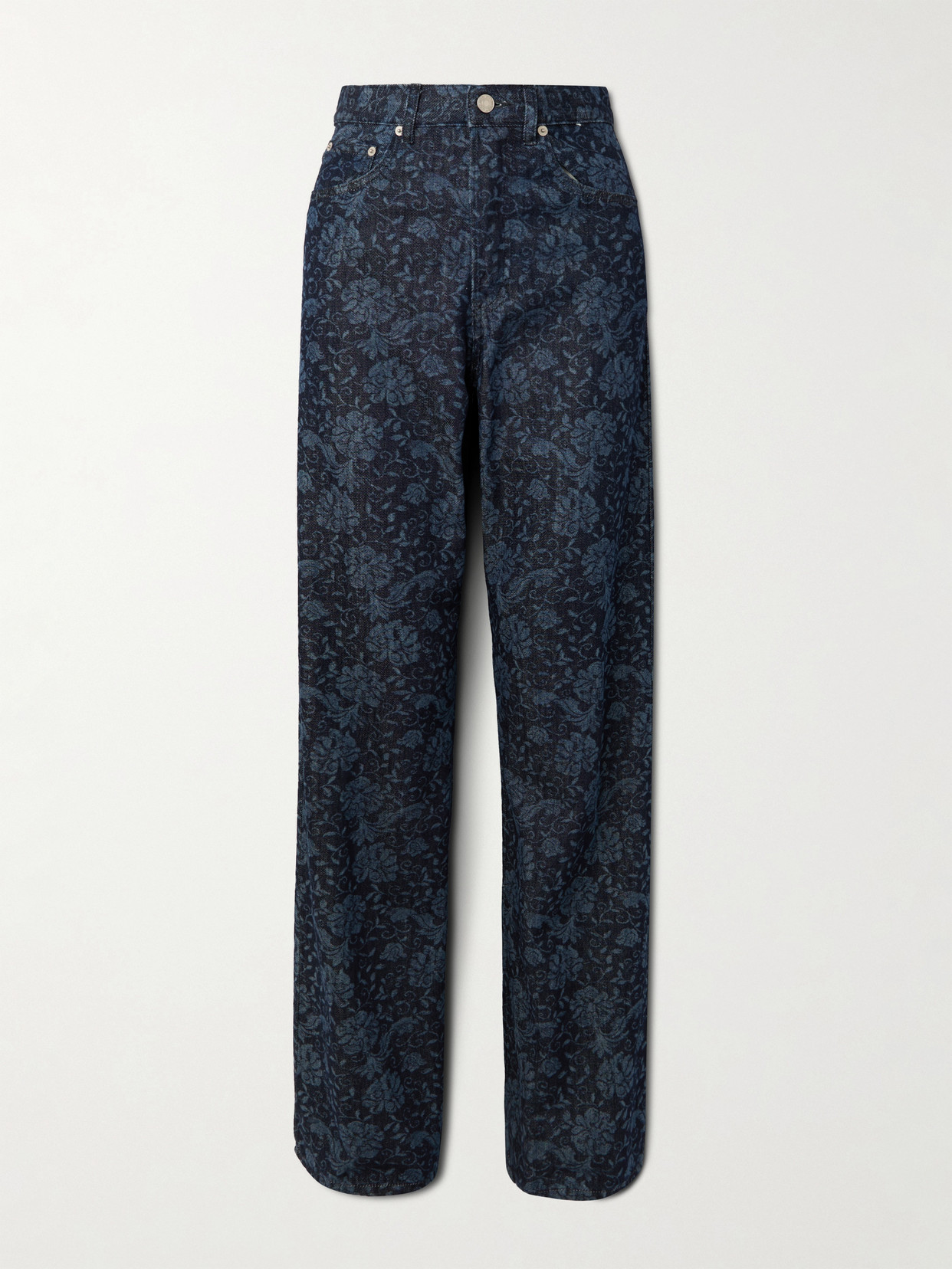Shop Dries Van Noten Bleached Mid-rise Straight-leg Jeans In Blue