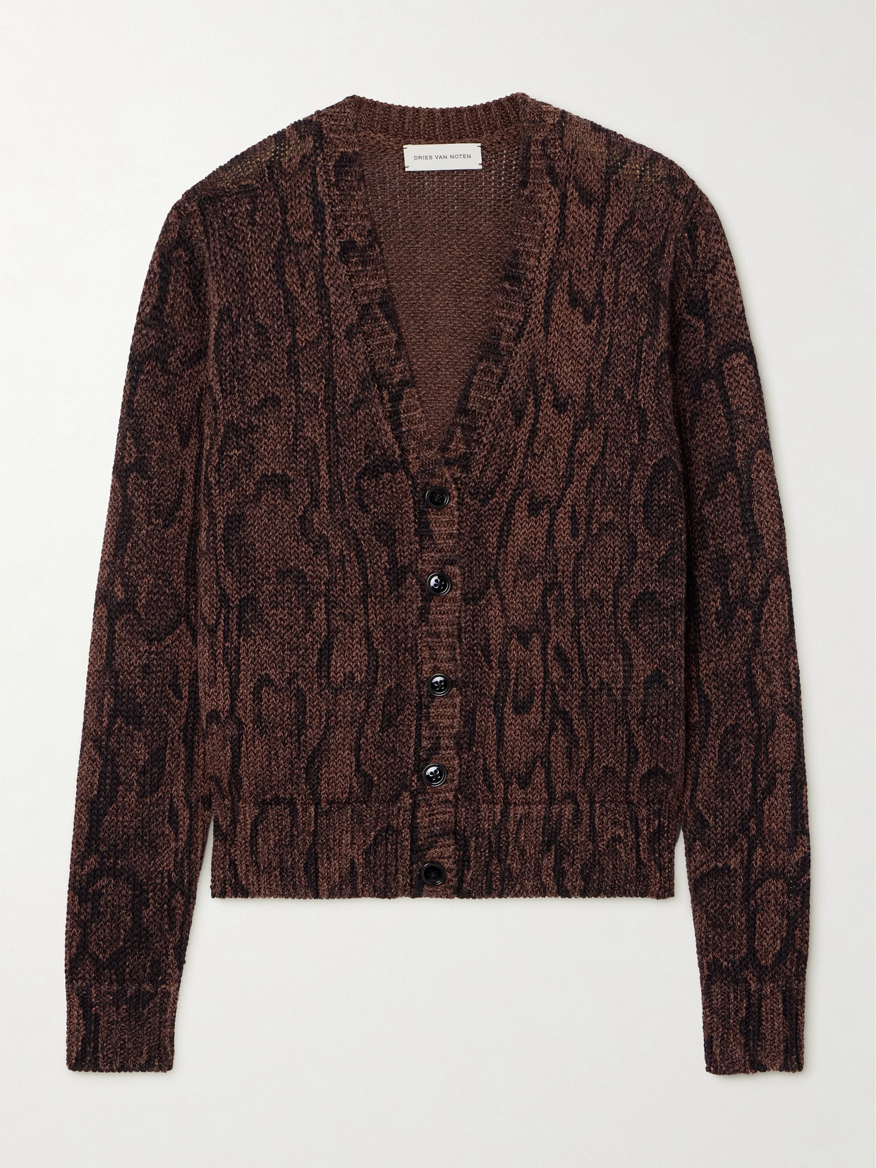 Dries Van Noten Jacquard-knit Cardigan In Brown