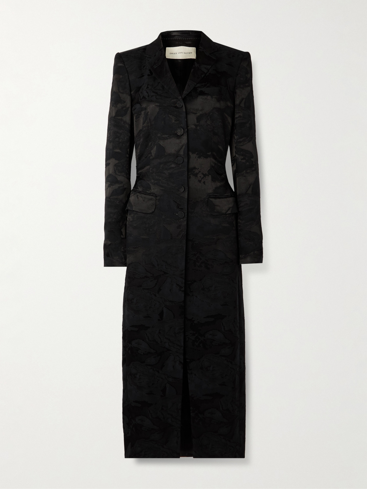Dries Van Noten Jacquard Coat In Black