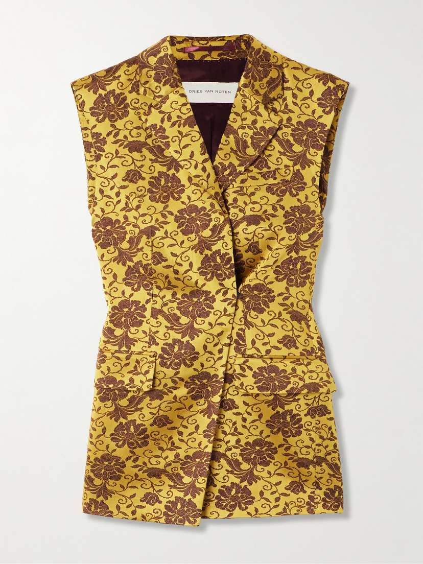 Dries Van Noten Asymmetric Satin-jacquard Vest