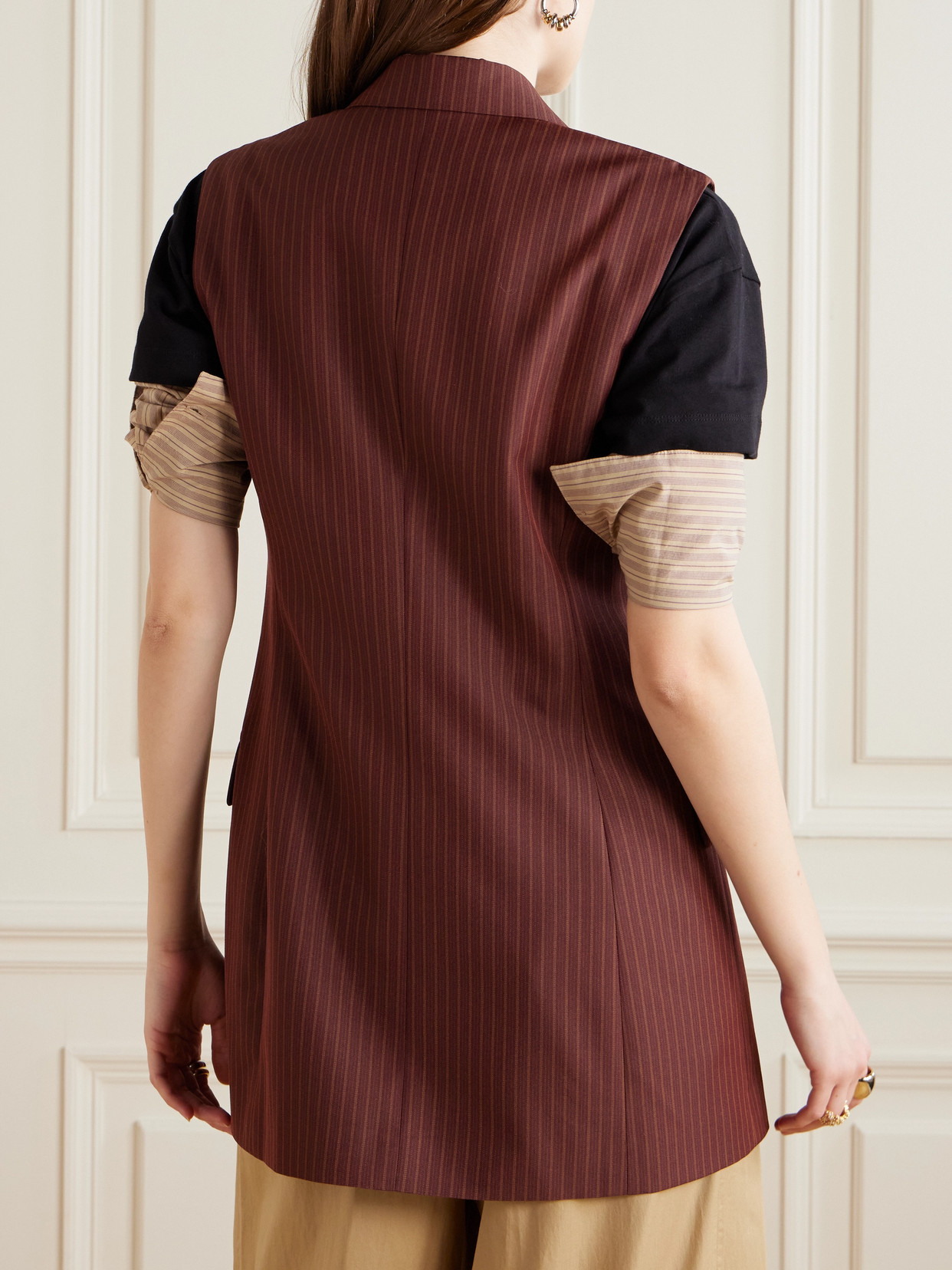 DRIES VAN NOTEN STRIPED WOOL-BLEND TWILL VEST