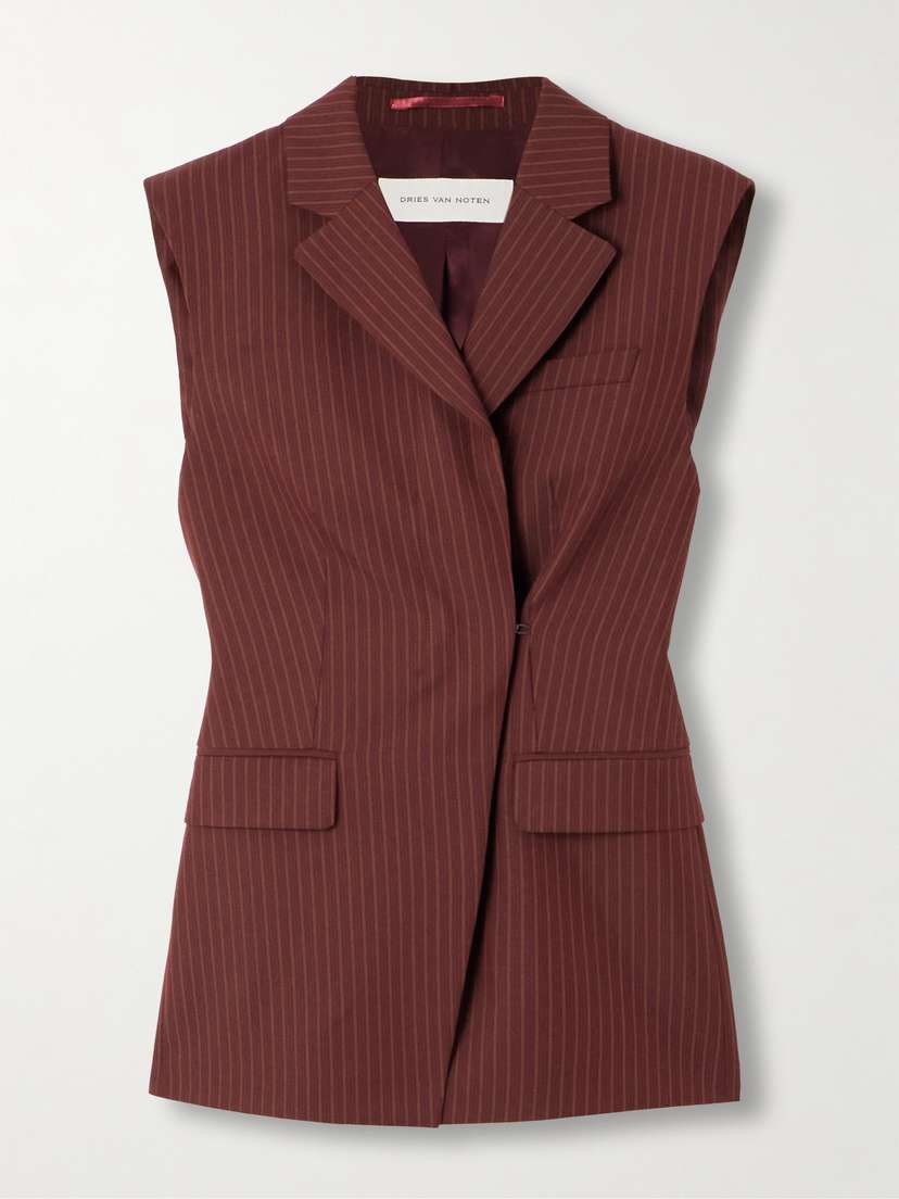 Dries Van Noten Striped Wool-blend Twill Vest