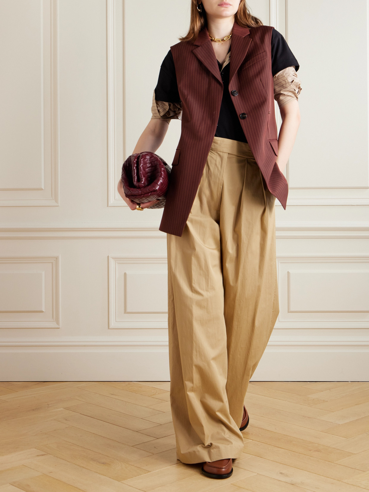 DRIES VAN NOTEN STRIPED WOOL-BLEND TWILL VEST