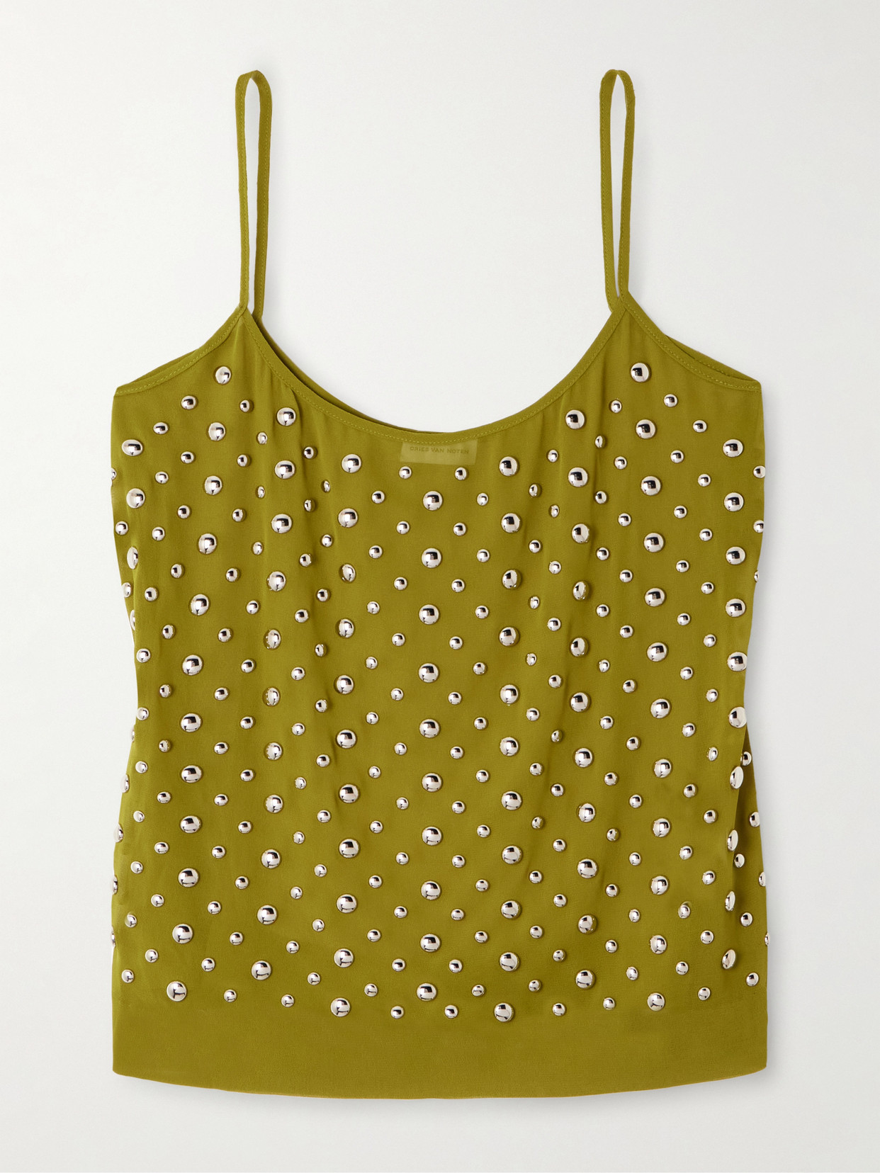 Dries Van Noten Embellished Voile Top In Green