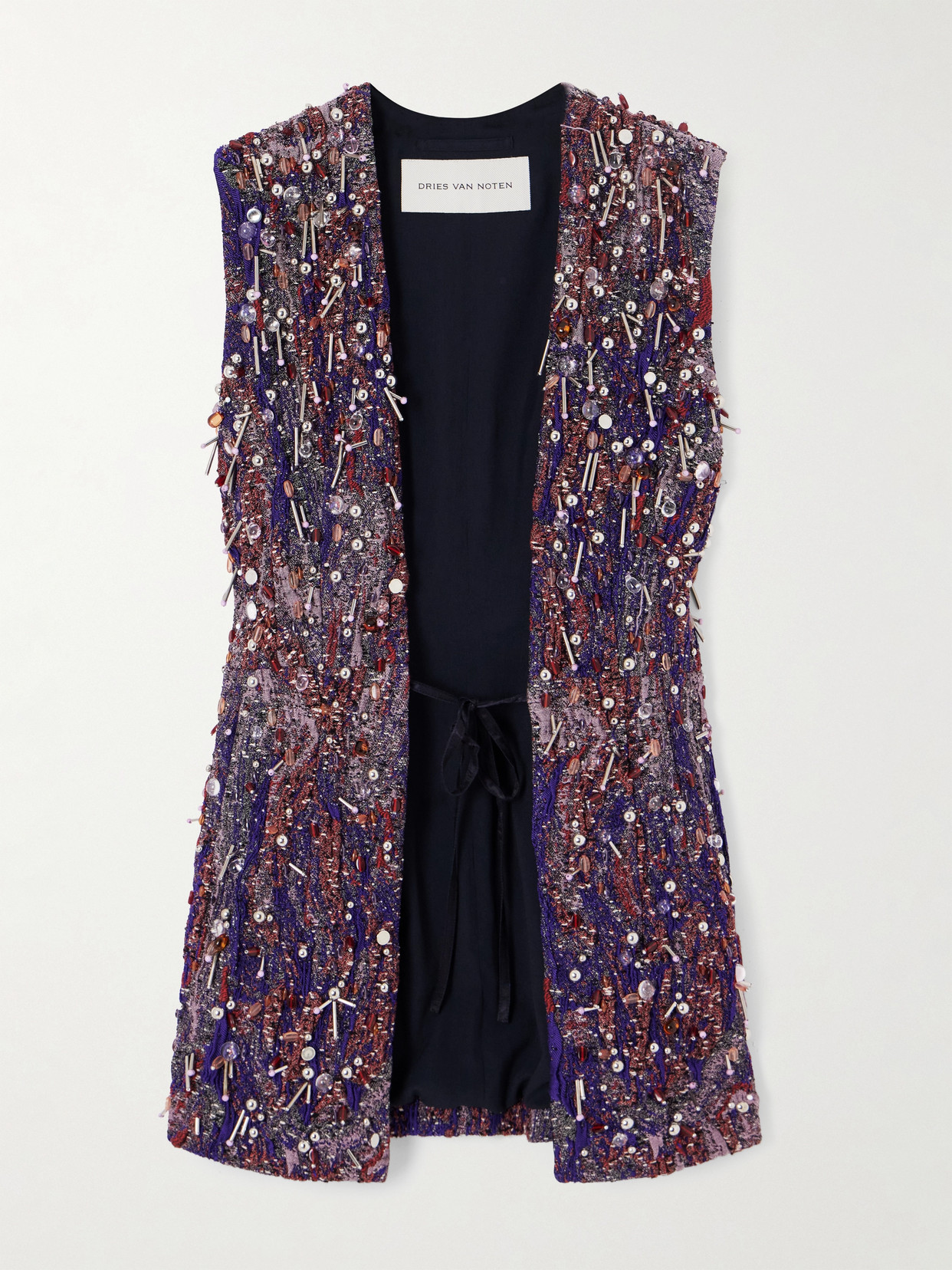 Dries Van Noten Bead-embellished Jacquard Vest In Purple