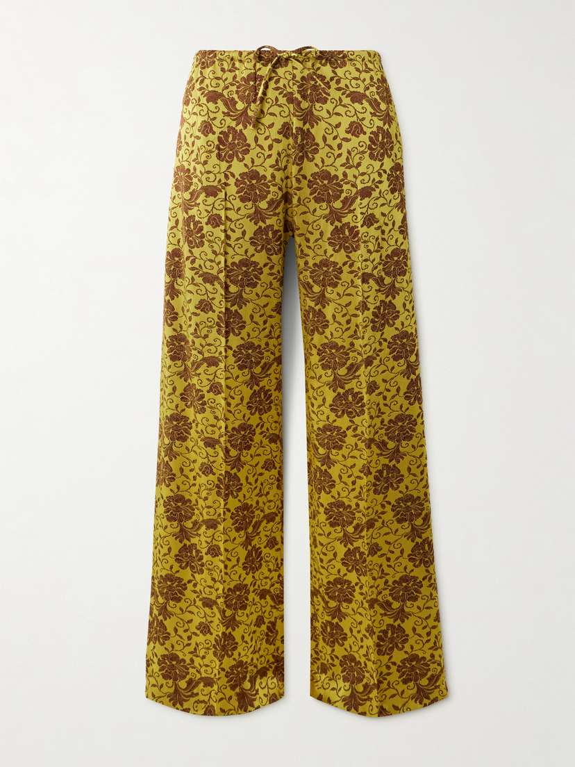 Dries Van Noten Satin-jacquard Wide-leg Pants