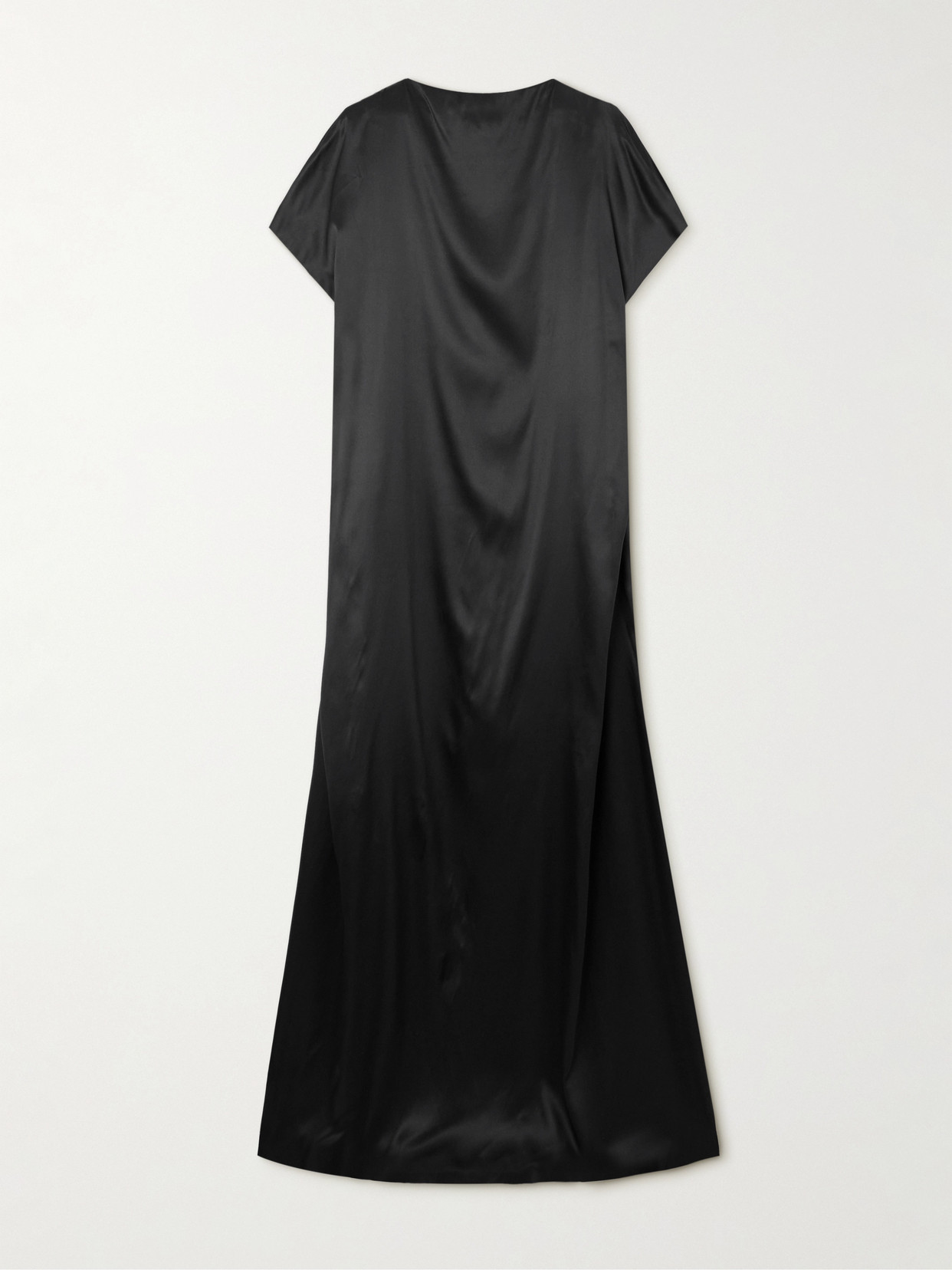 Dries Van Noten Open-back Draped Silk-blend Satin Gown In Black