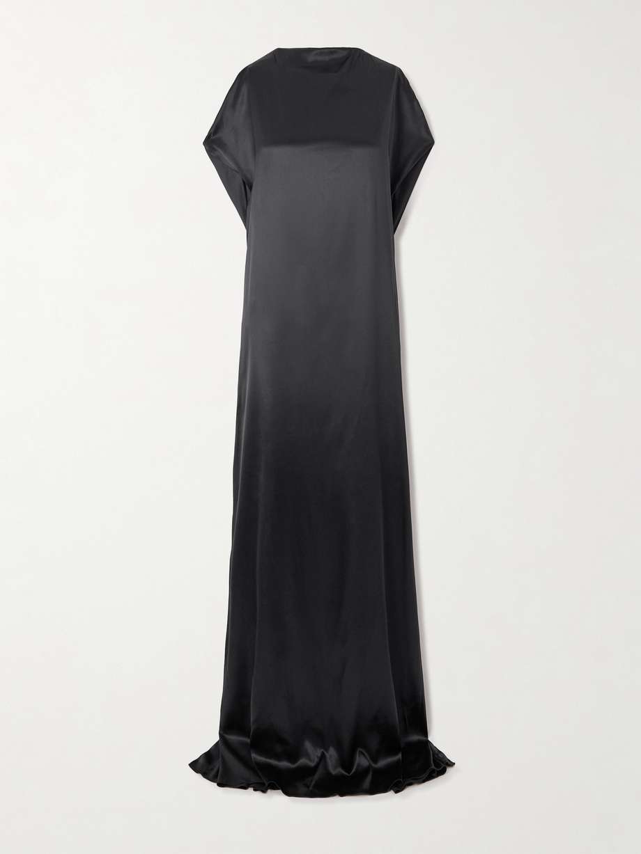 open-back draped silk-blend satin gown
